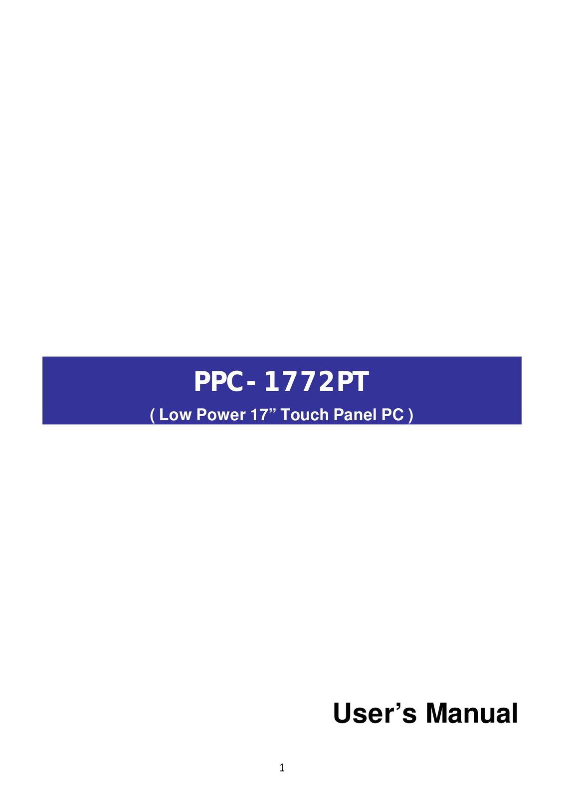Intel PPC-1772PT Car Video System User Manual