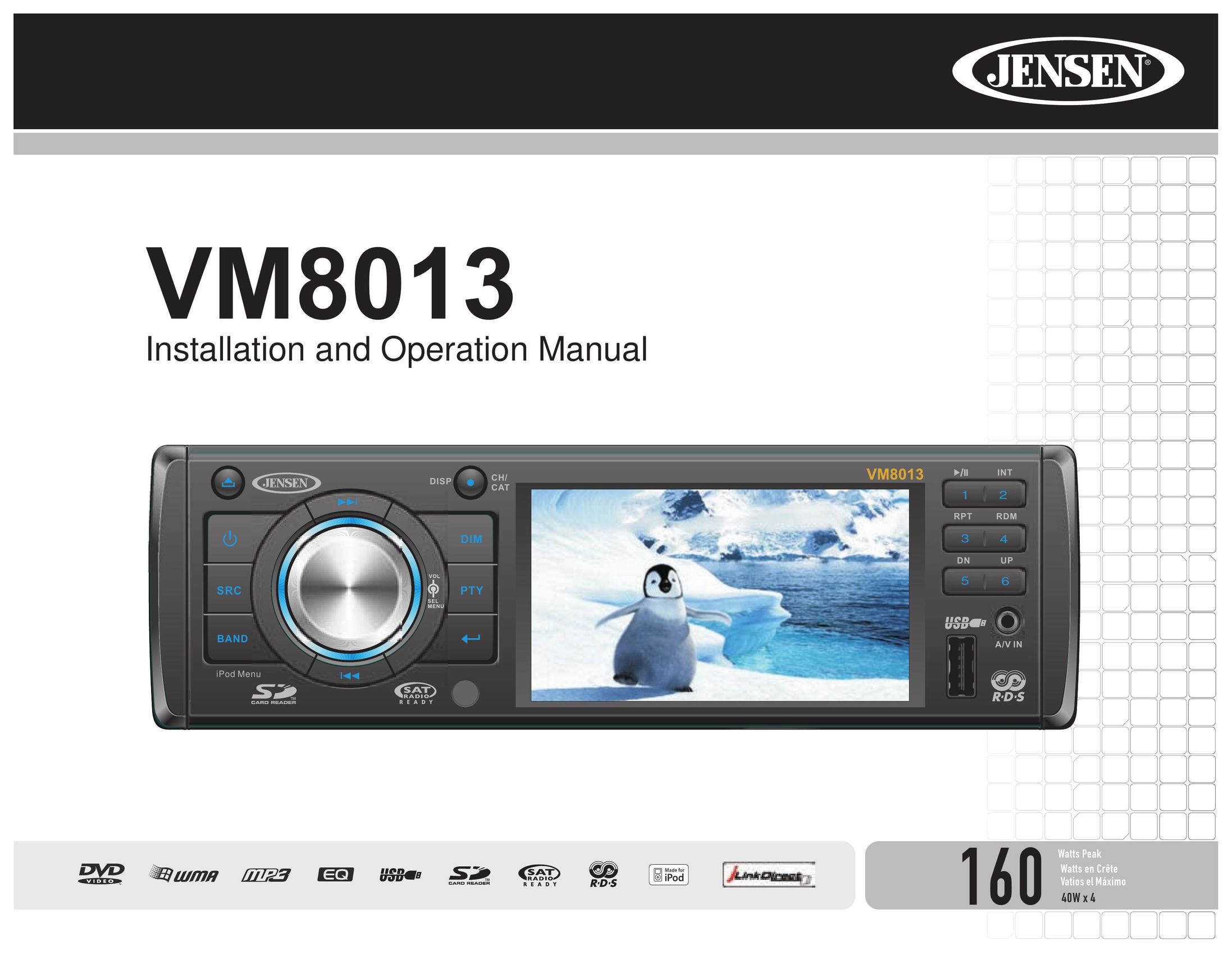 Jensen VM8013 Car Video System User Manual