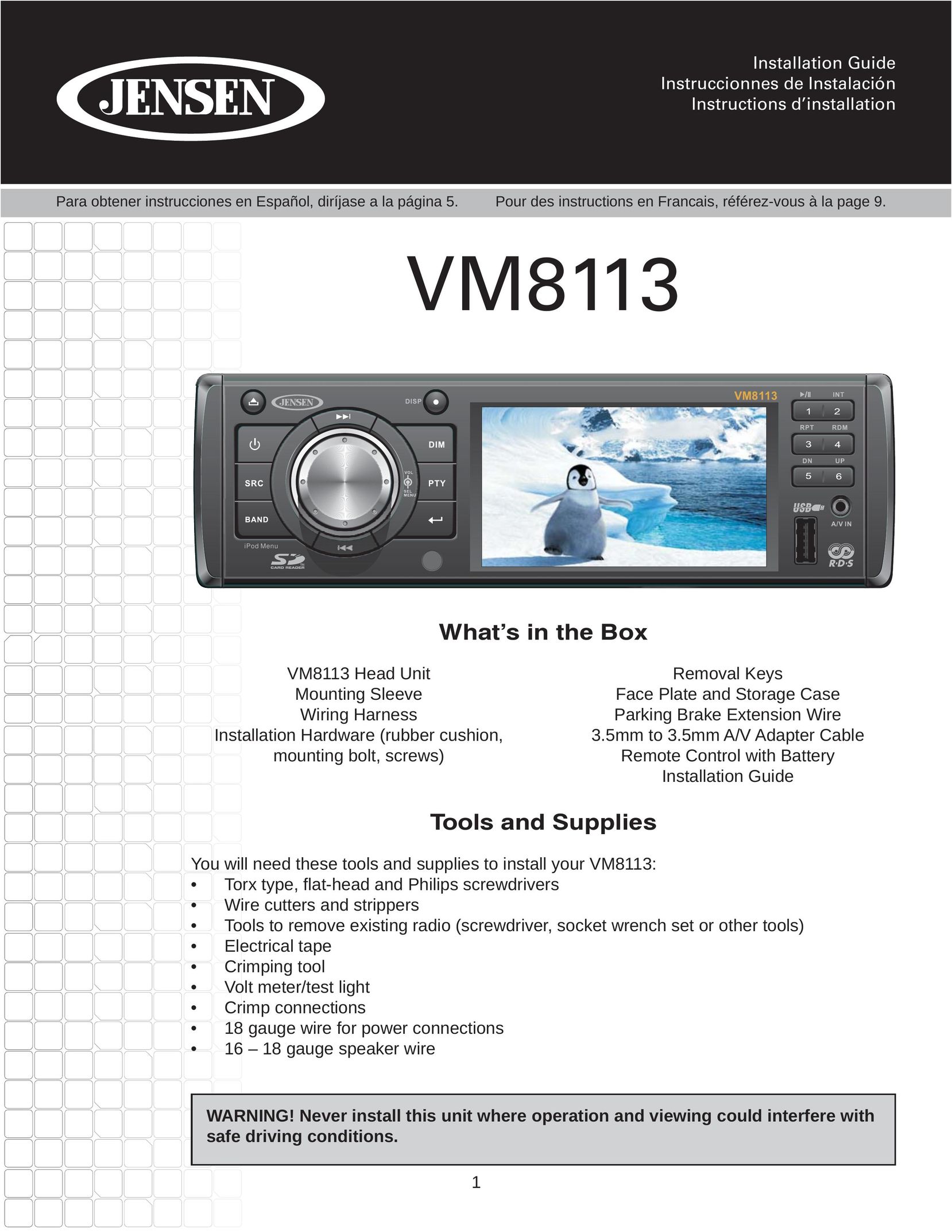Jensen VM8113 Car Video System User Manual