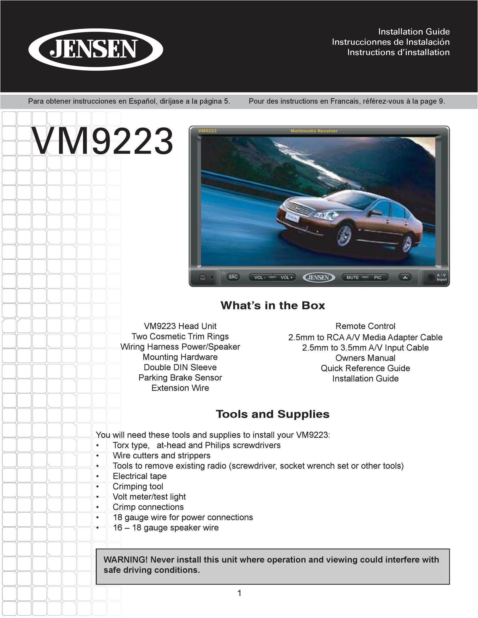 Jensen VM9223 Car Video System User Manual