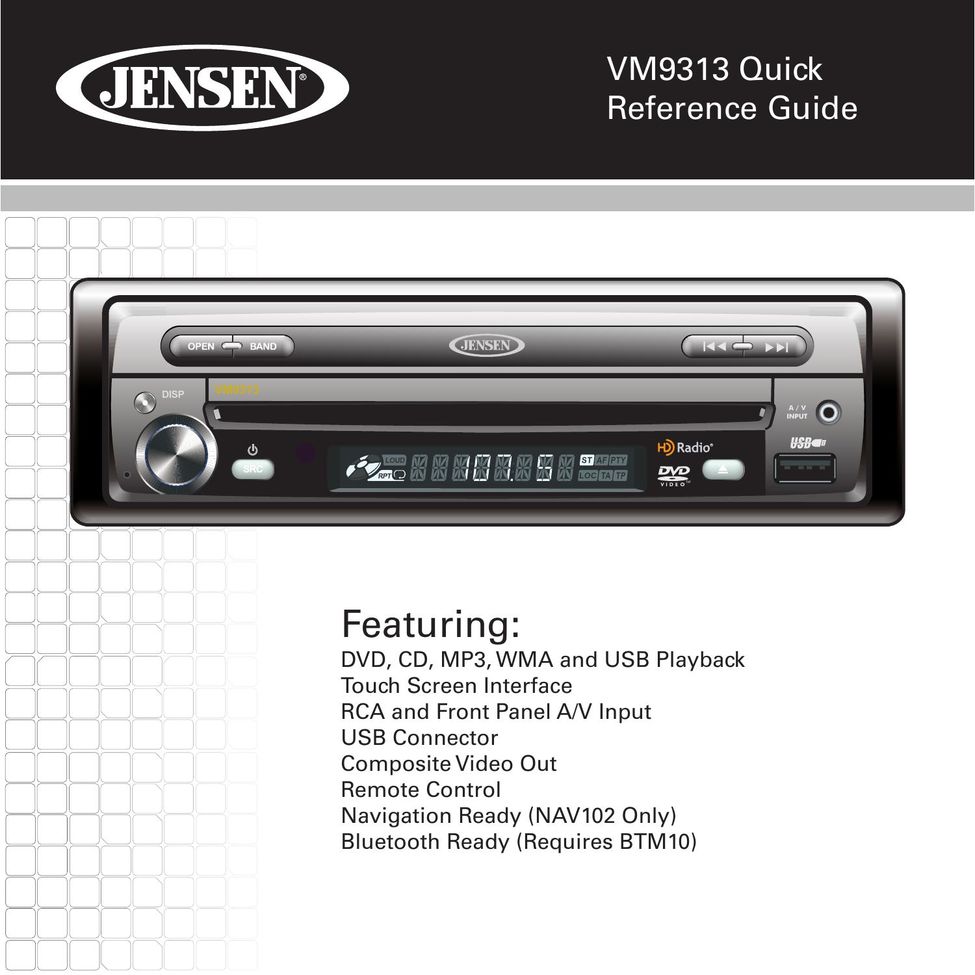 Jensen VM9313 Car Video System User Manual