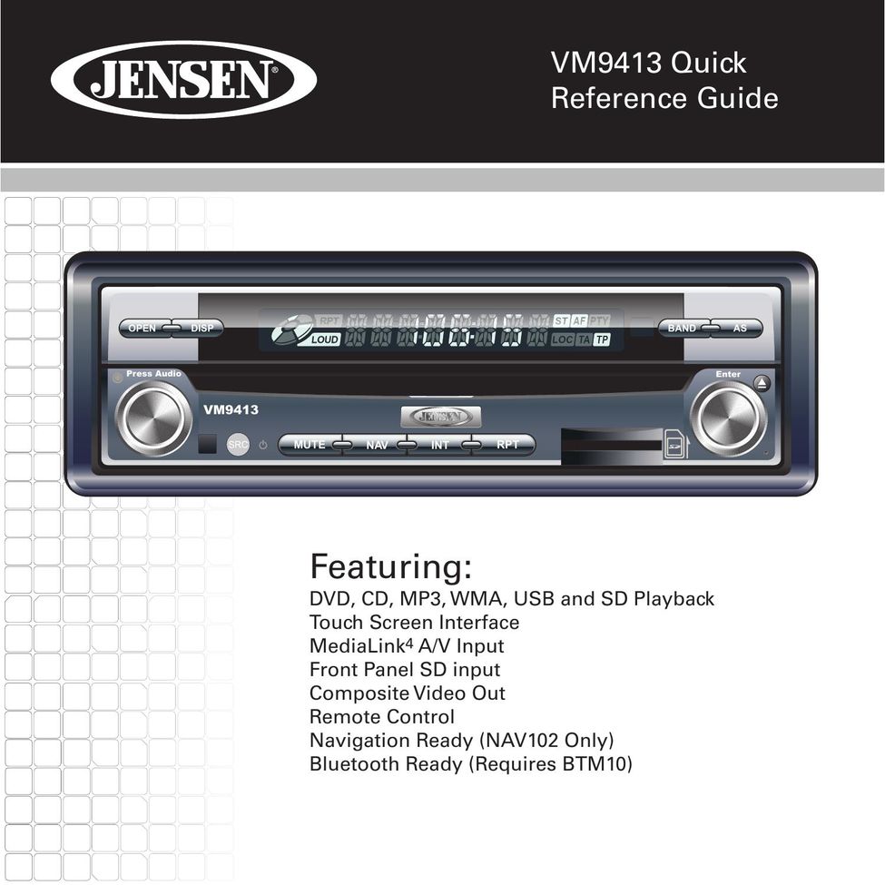 Jensen VM9413 Car Video System User Manual