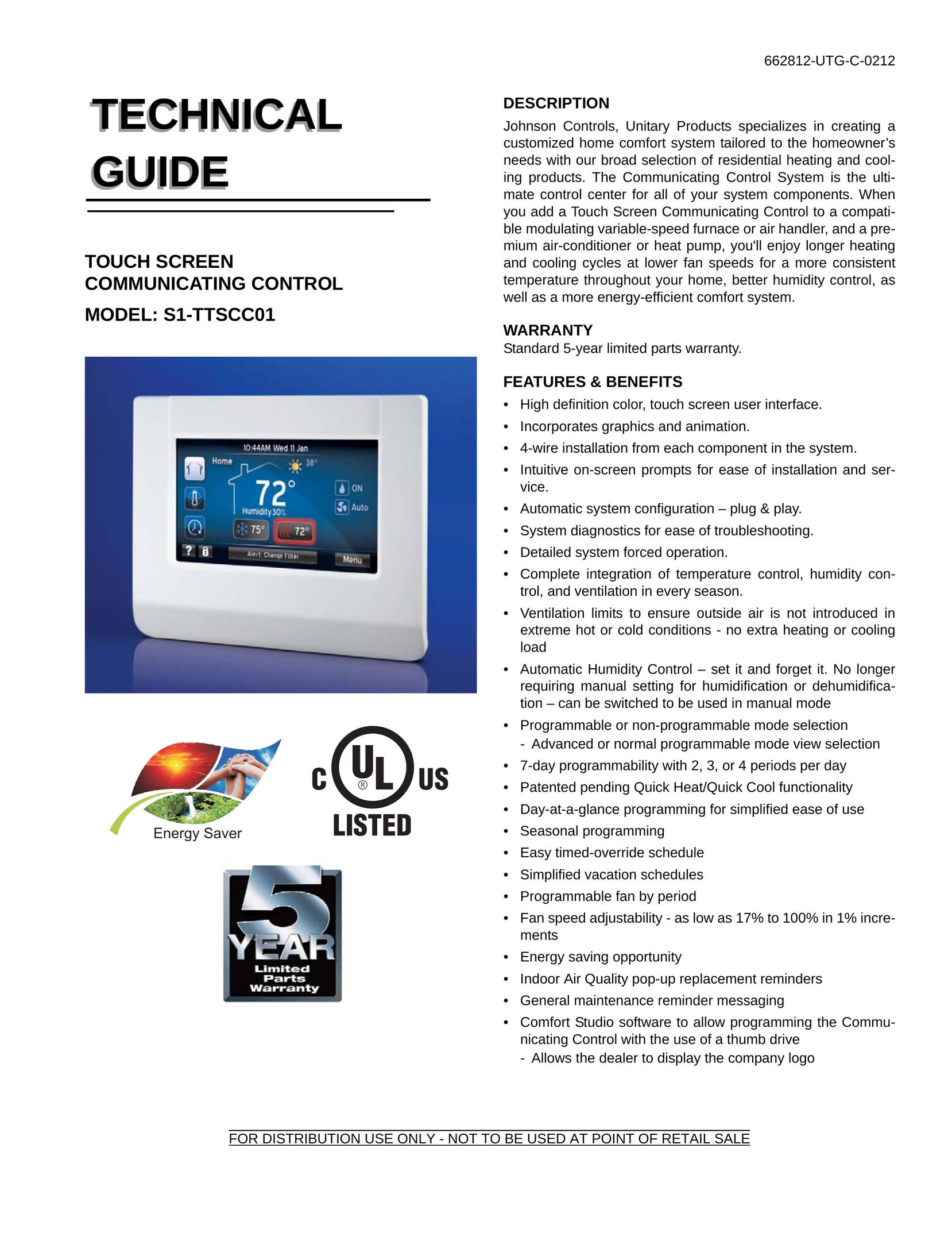 Johnson Controls S1-TTSCC01 Car Video System User Manual