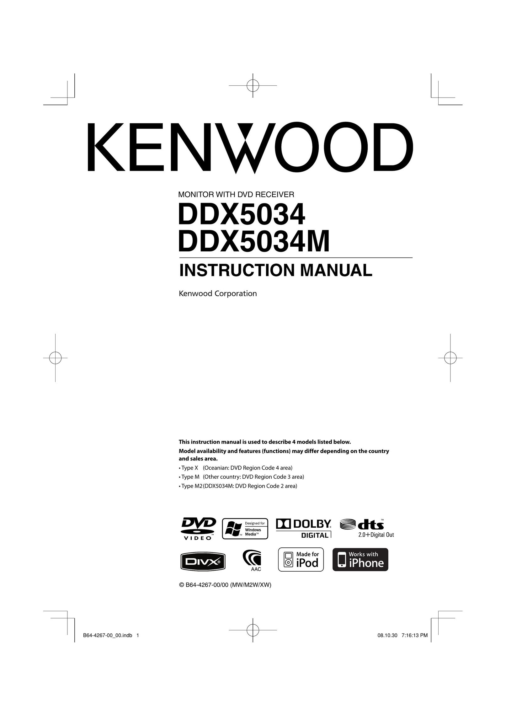 Kenwood DDX5034M Car Video System User Manual