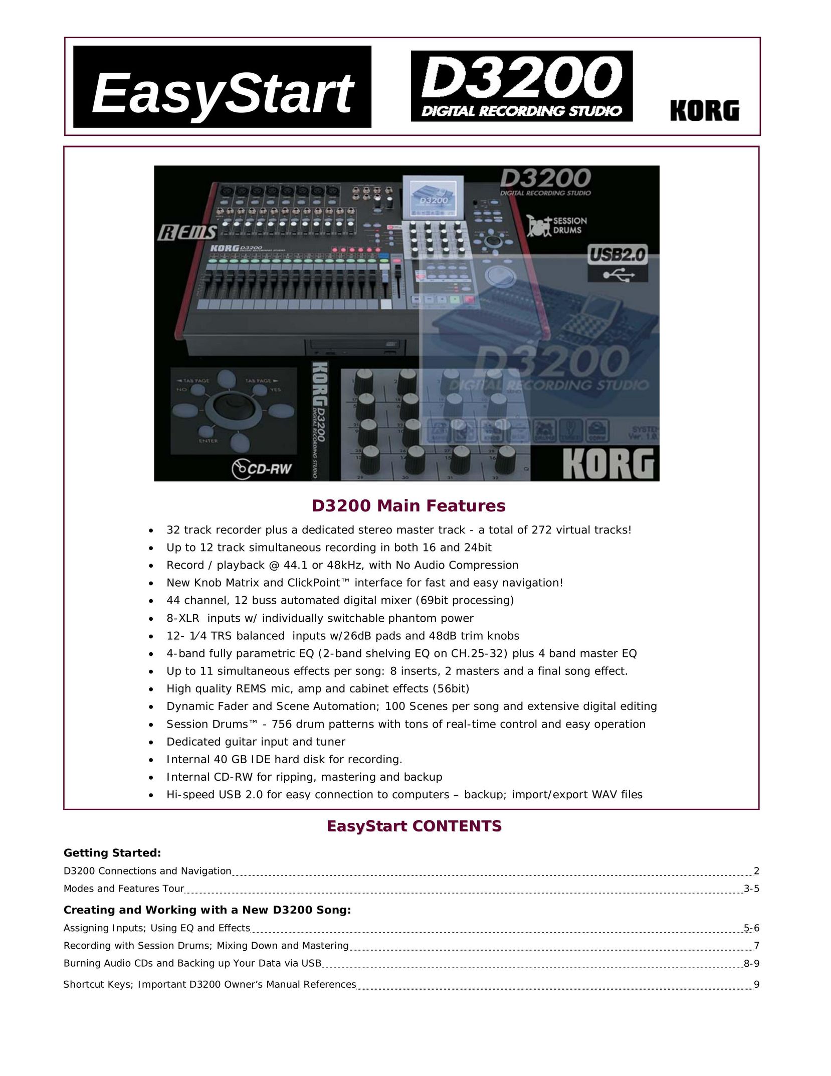 Korg D3200 Car Video System User Manual
