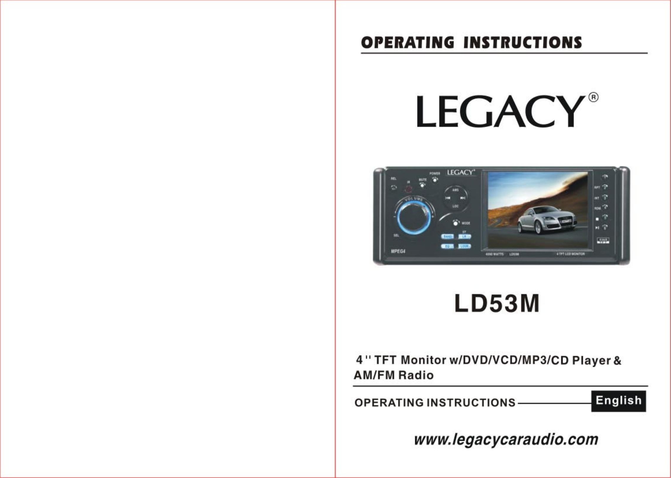 Legacy Car Audio LD53M Car Video System User Manual