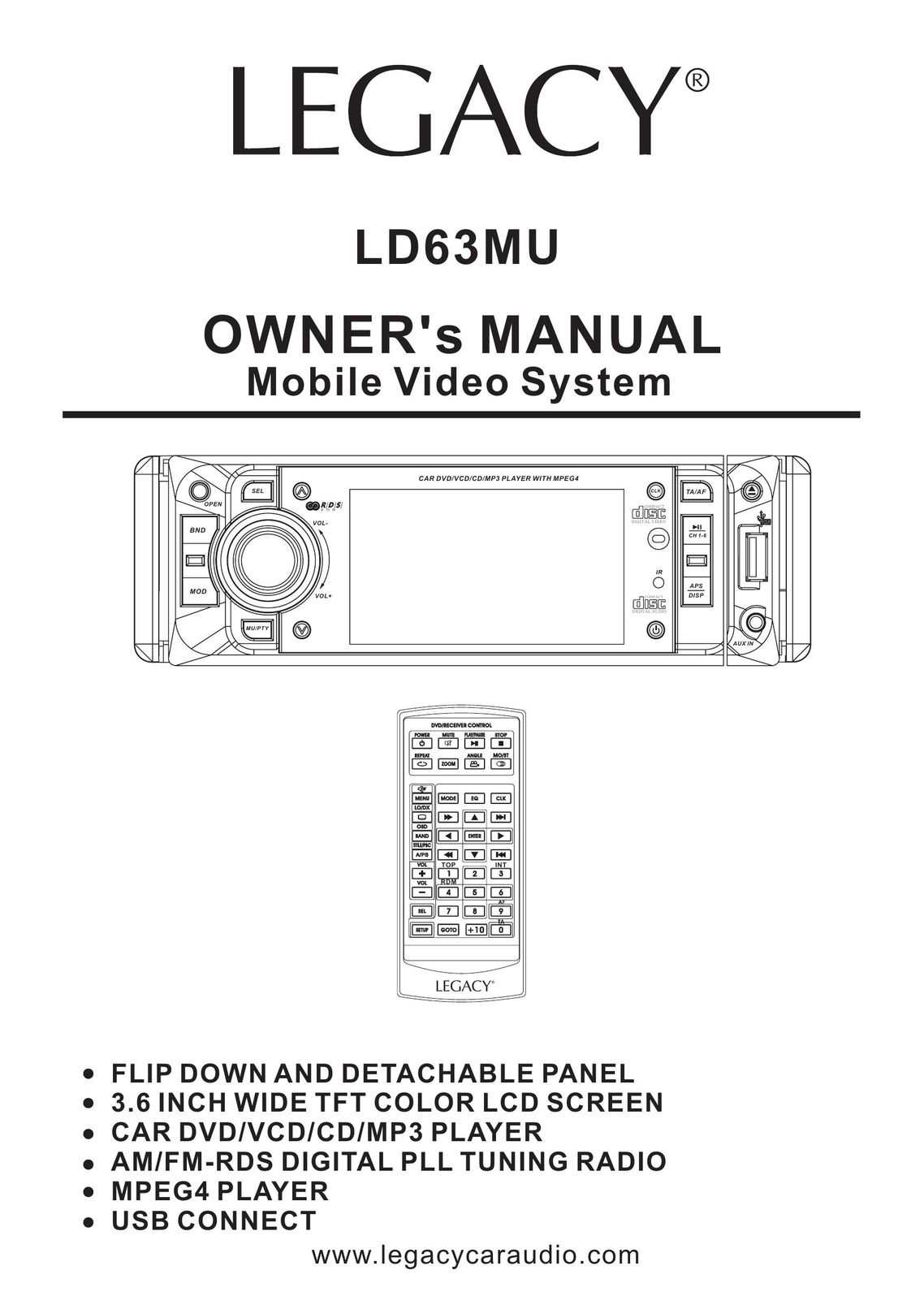 Legacy Car Audio LD63MU Car Video System User Manual