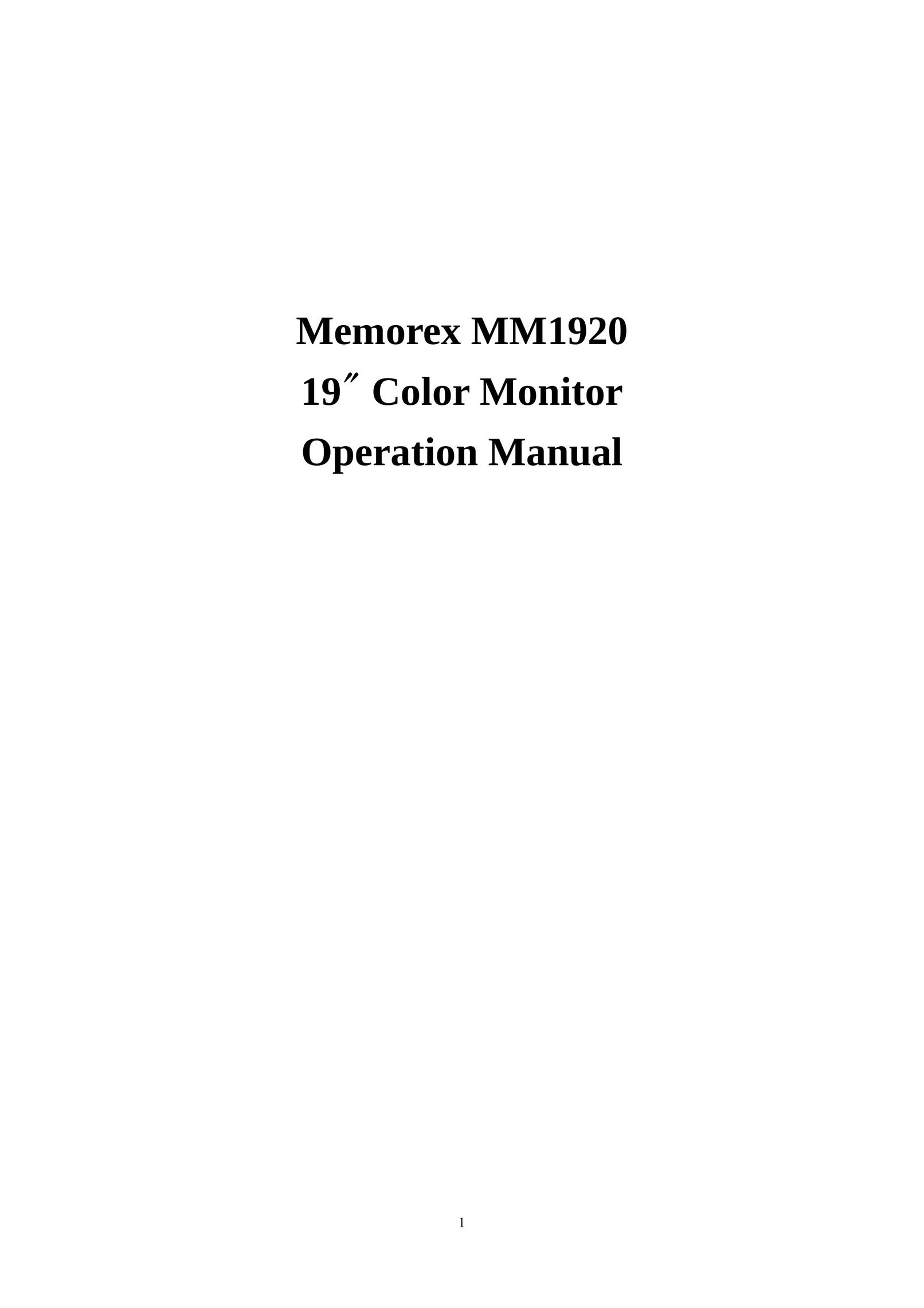 Memorex MM1920 Car Video System User Manual