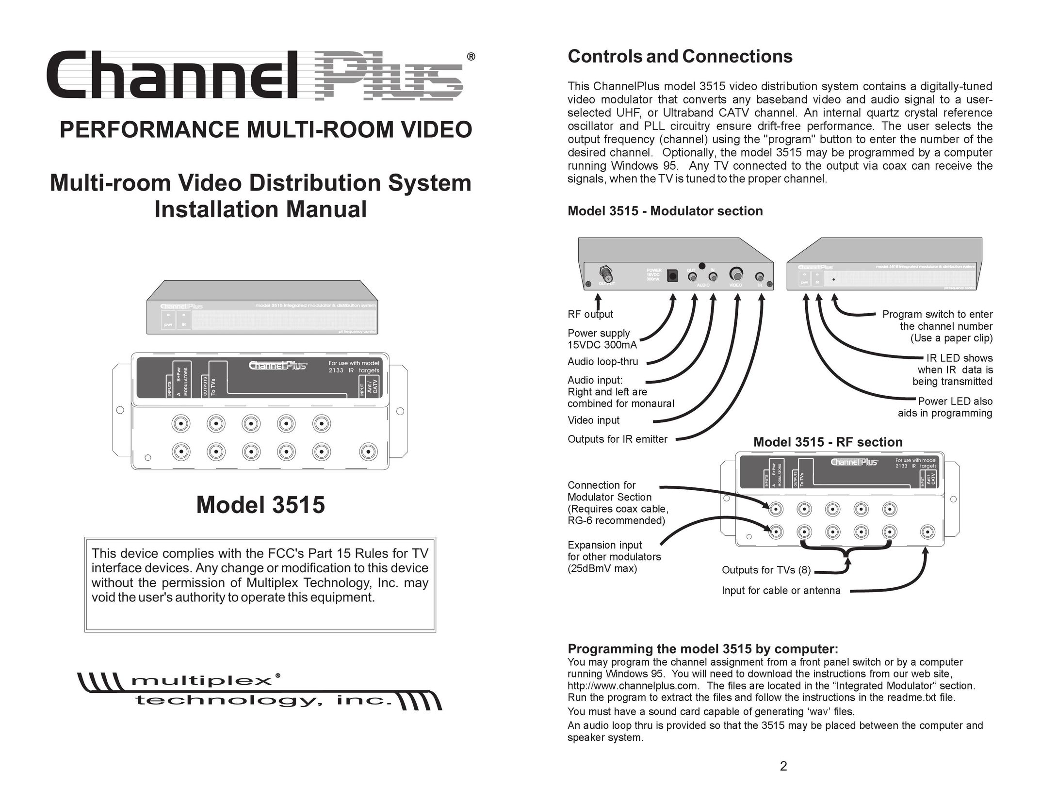Multiplex Technology 3515 Car Video System User Manual