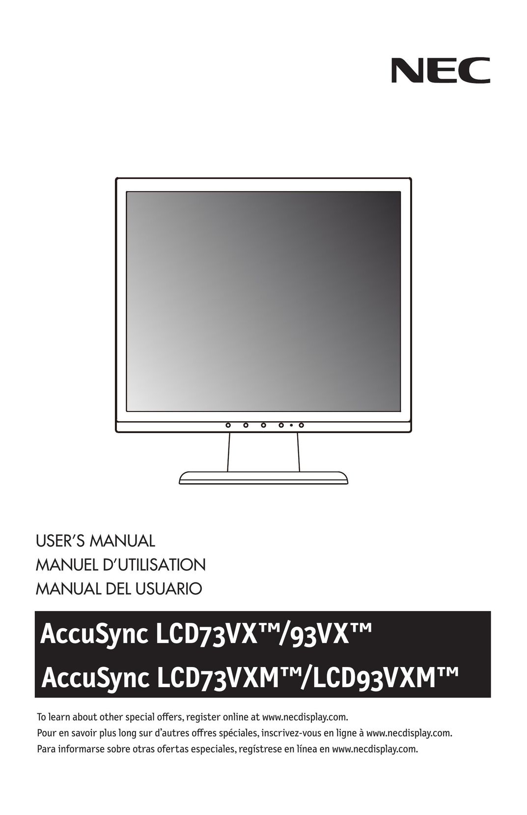 NEC LCD73VXTM Car Video System User Manual