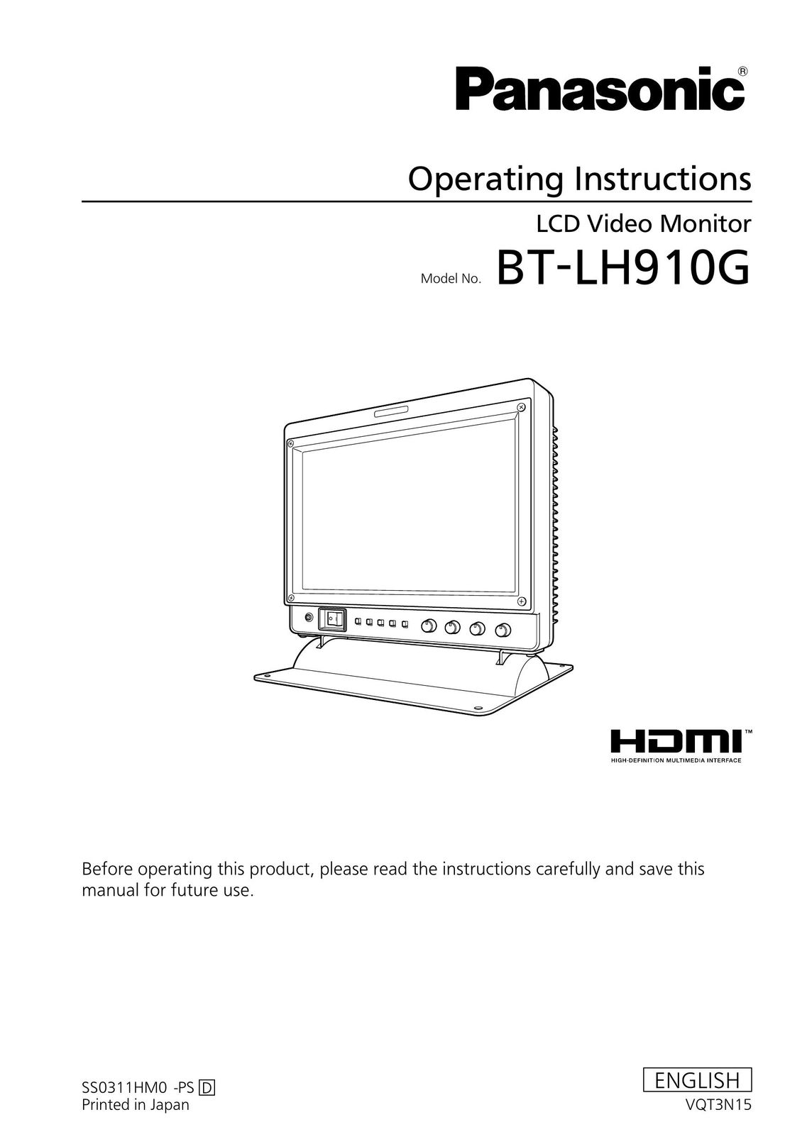 Panasonic BT-LH910G Car Video System User Manual