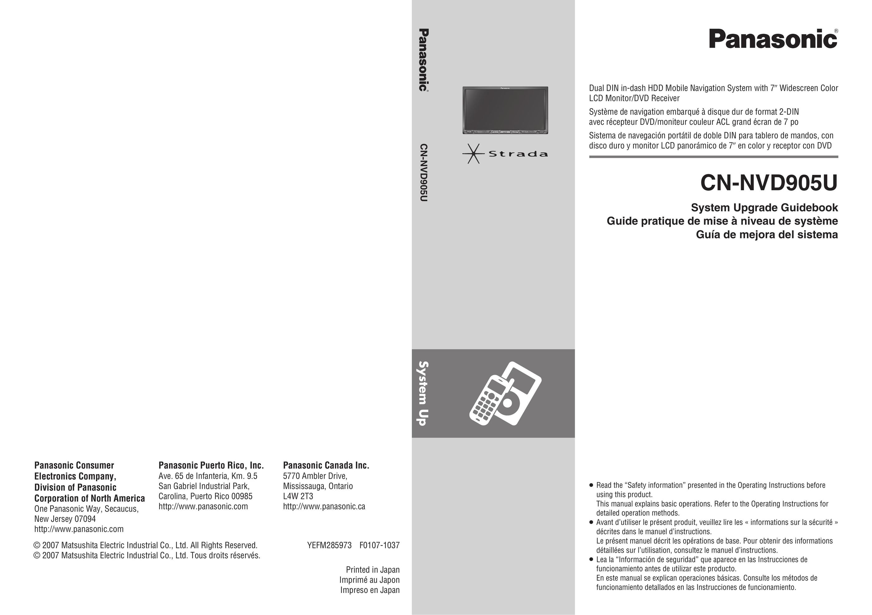 Panasonic CN-NVD905U Car Video System User Manual