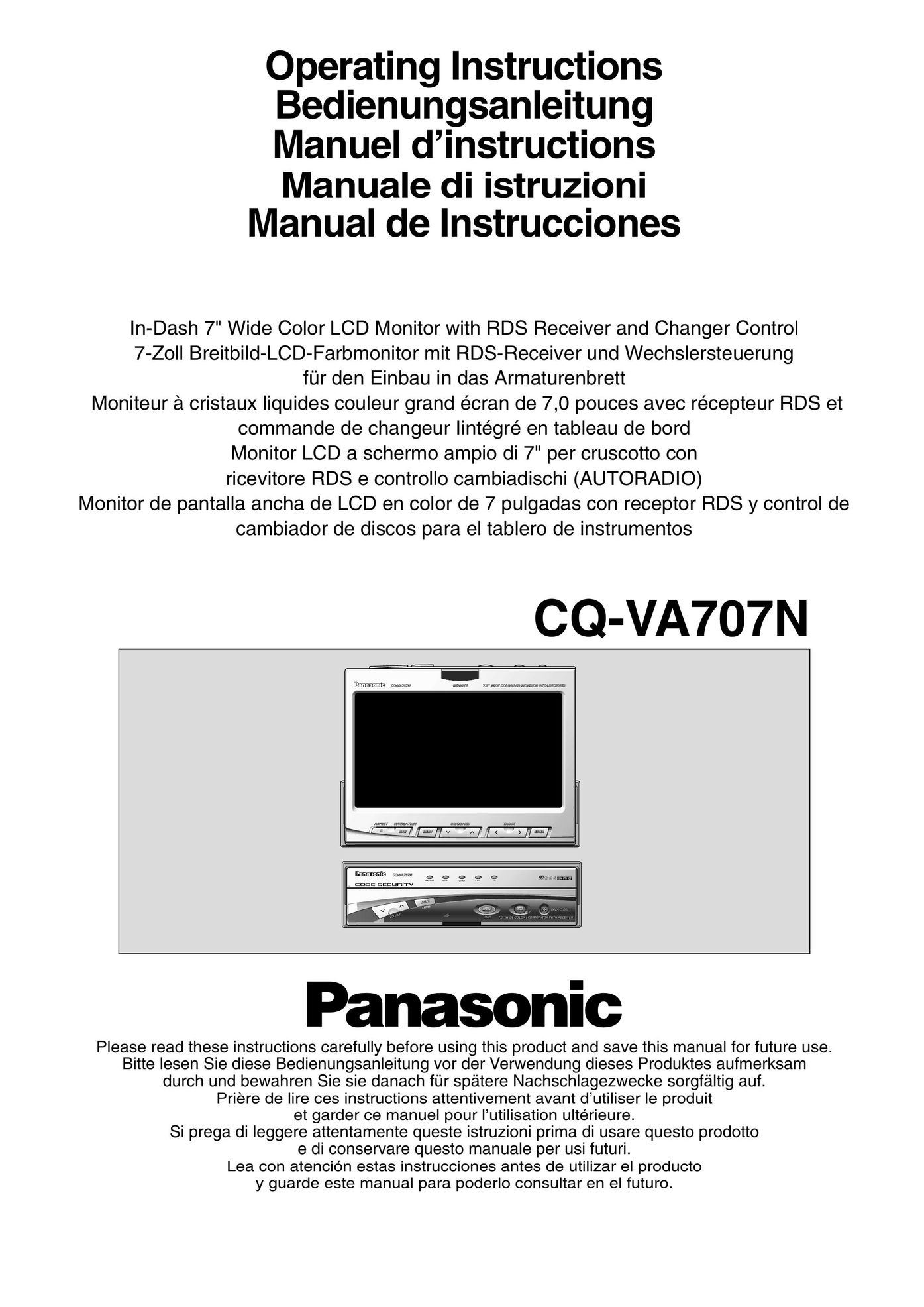 Panasonic CQ-VA707N Car Video System User Manual