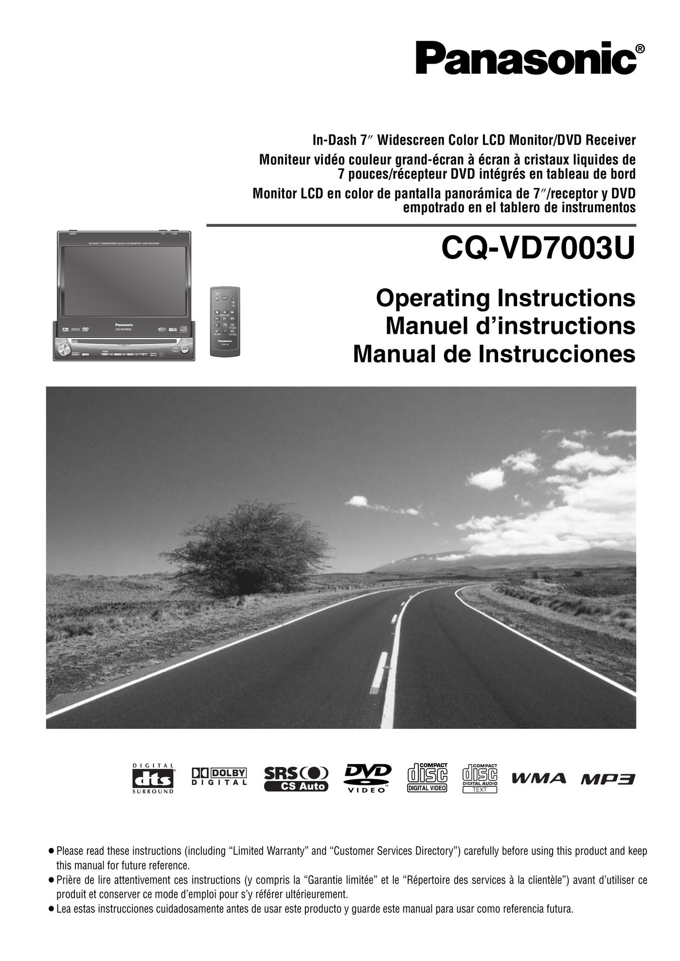 Panasonic CQ-VD7003U Car Video System User Manual