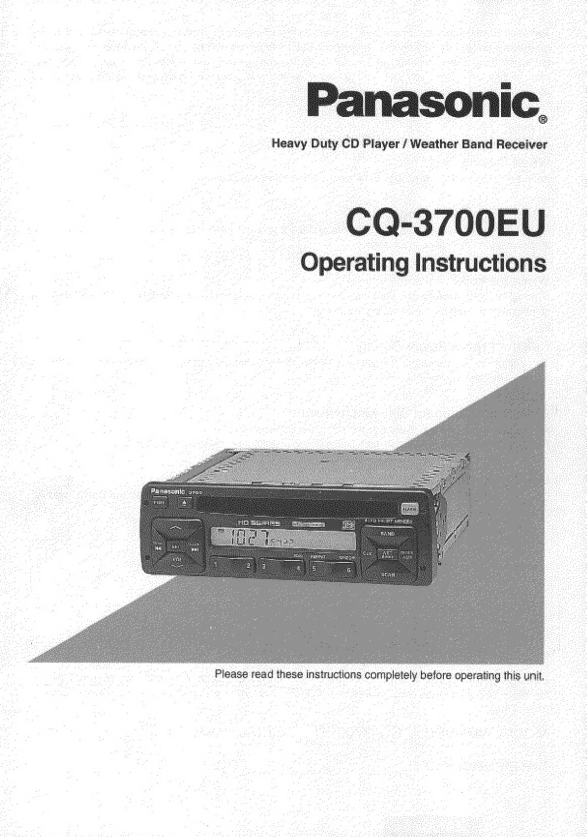Panasonic CQ3700EU Car Video System User Manual
