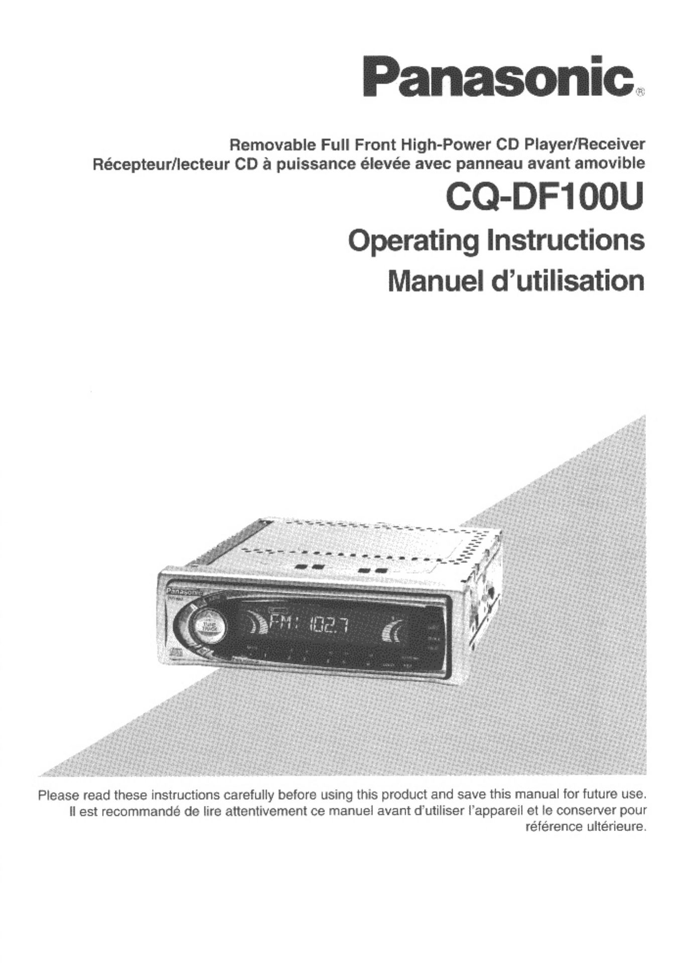 Panasonic CQDF100U Car Video System User Manual