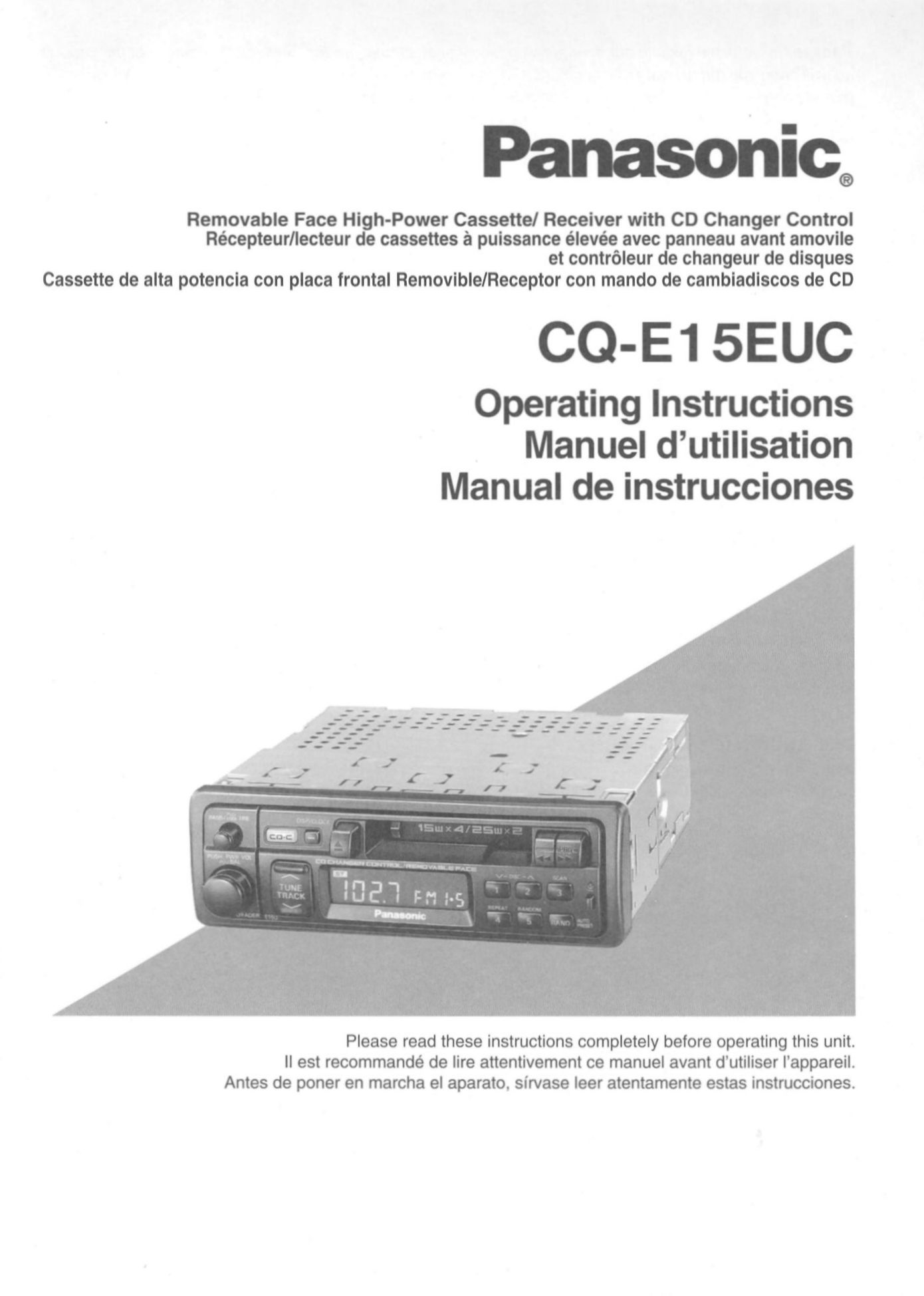 Panasonic CQE15EUC Car Video System User Manual