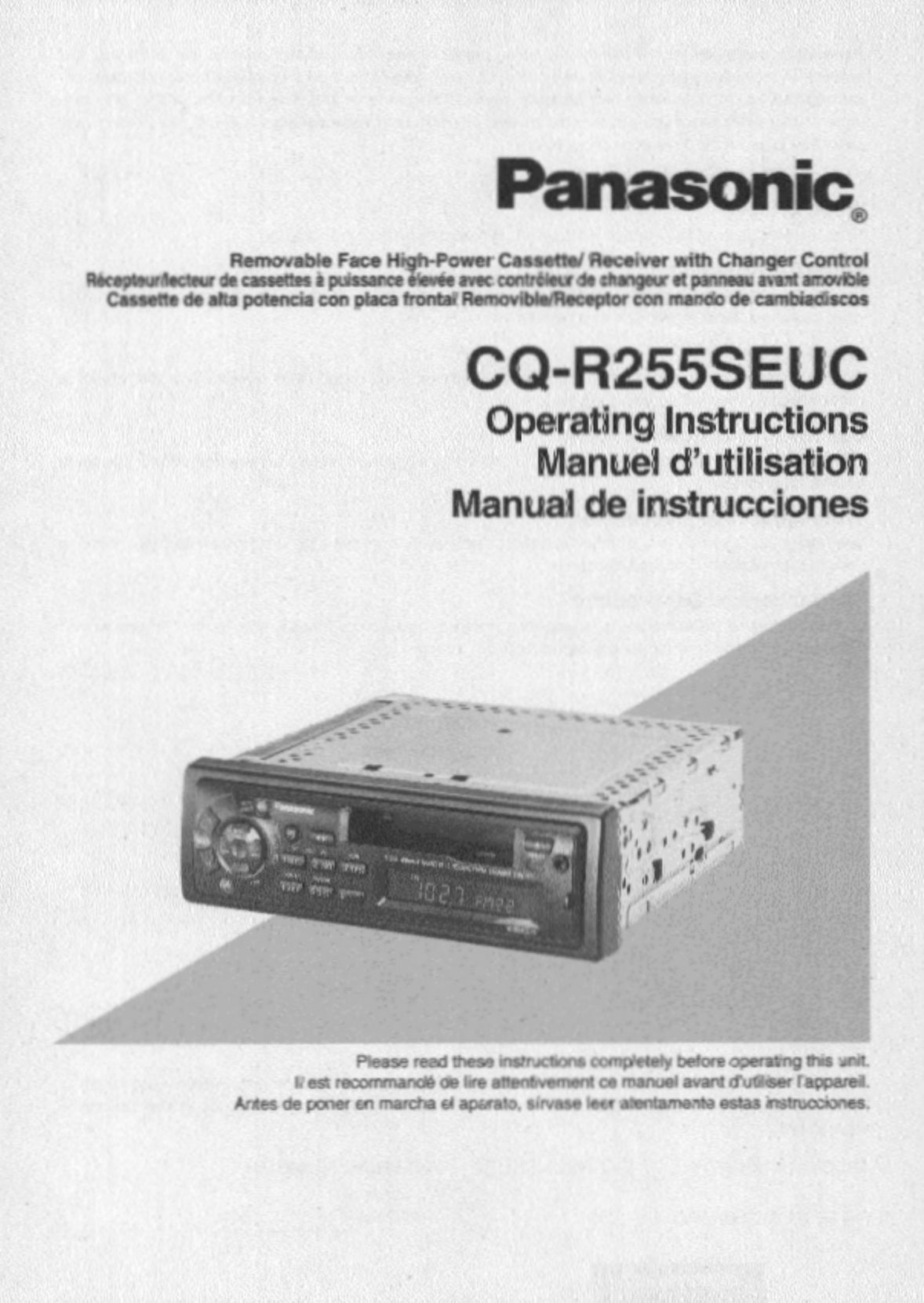 Panasonic CQR255SEUC Car Video System User Manual