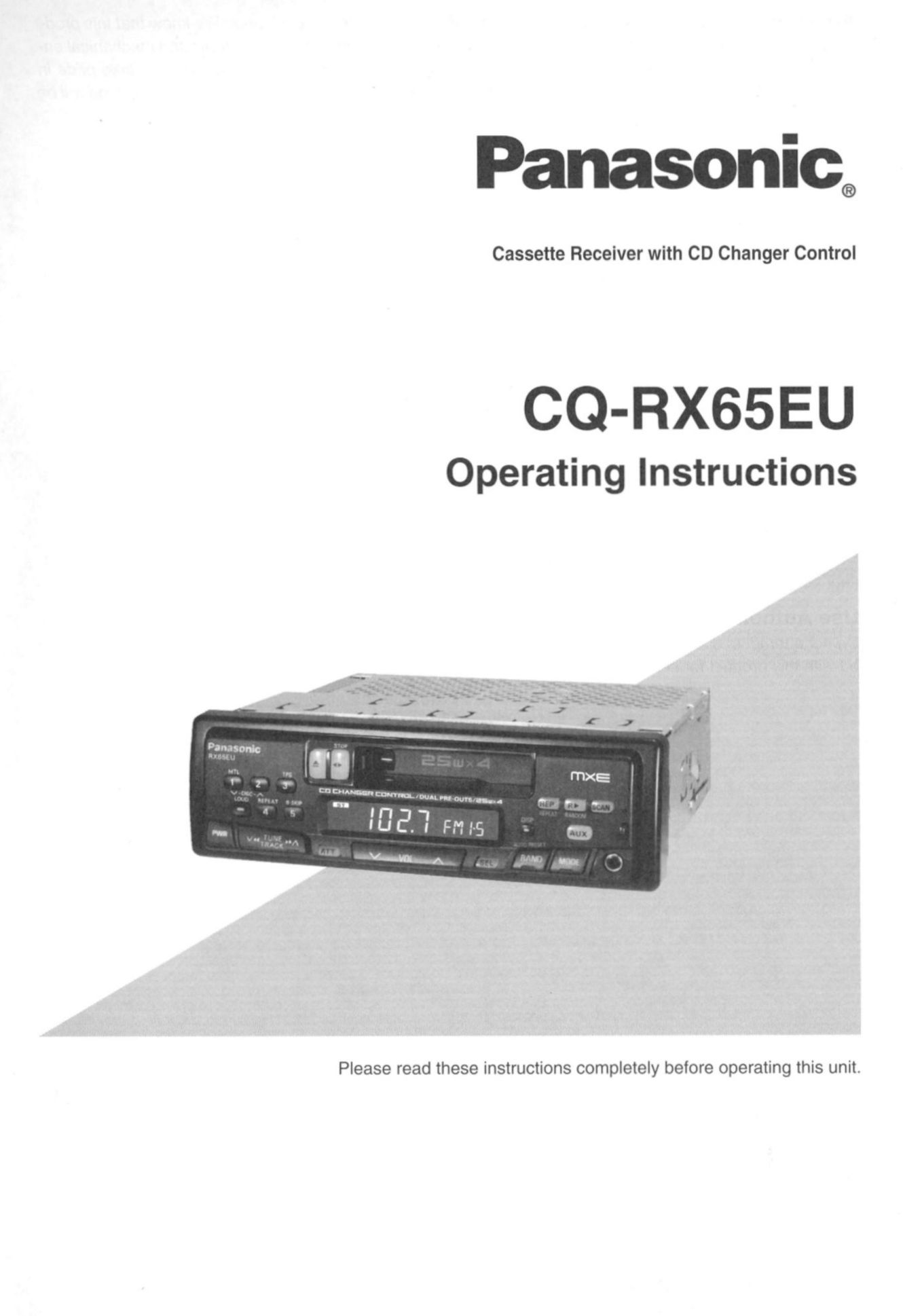 Panasonic CQRX65EU Car Video System User Manual