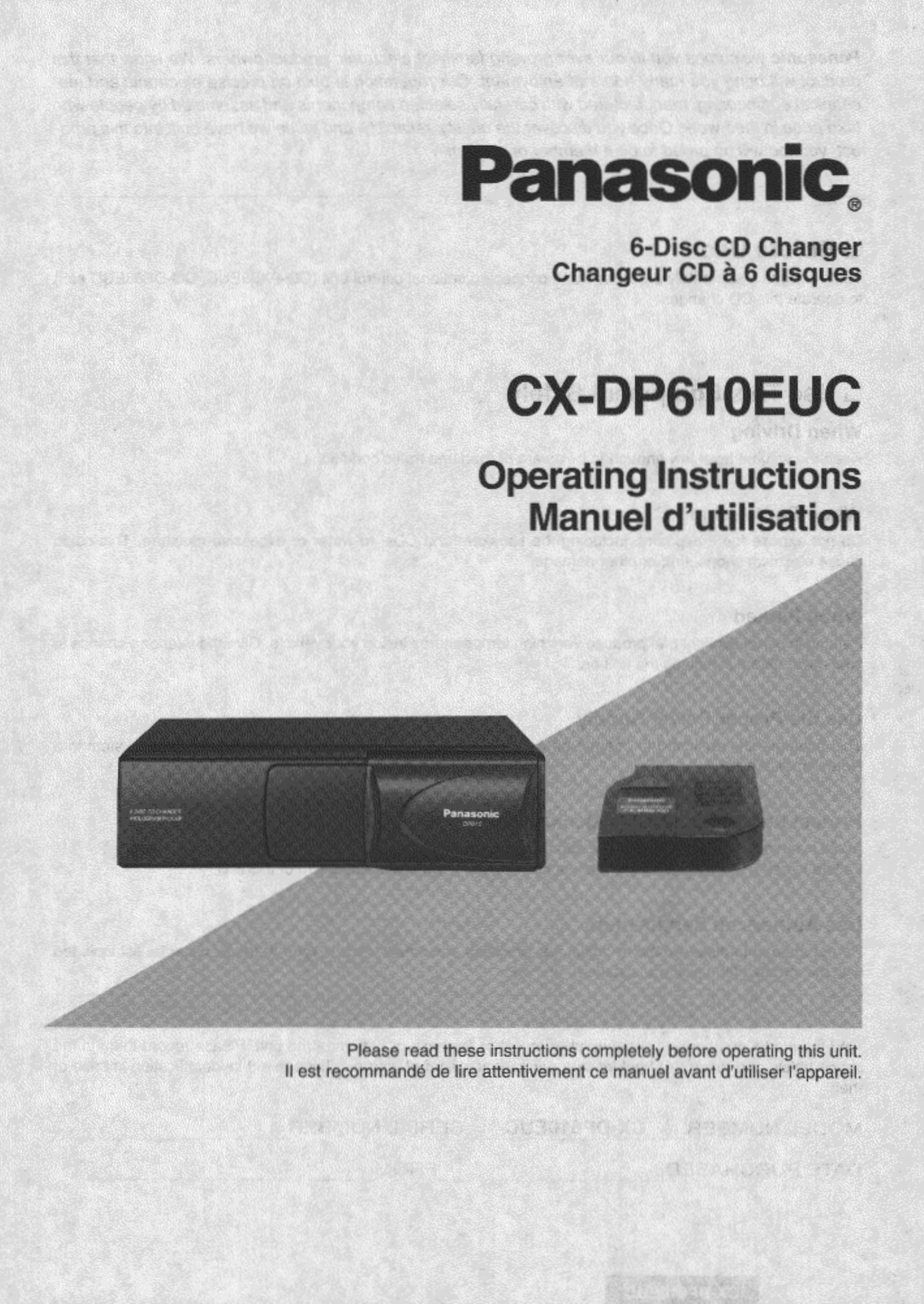 Panasonic CXDP610EUC Car Video System User Manual