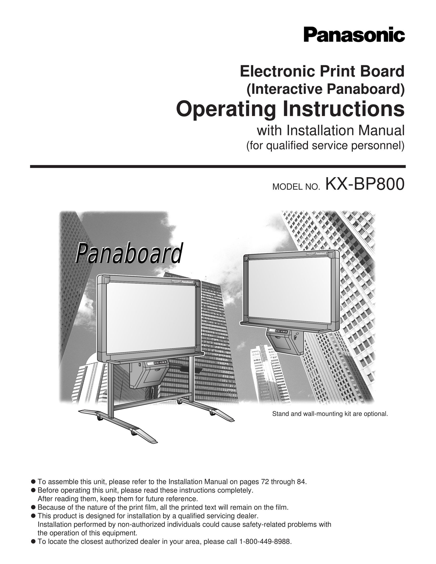 Panasonic KX-BP800 Car Video System User Manual