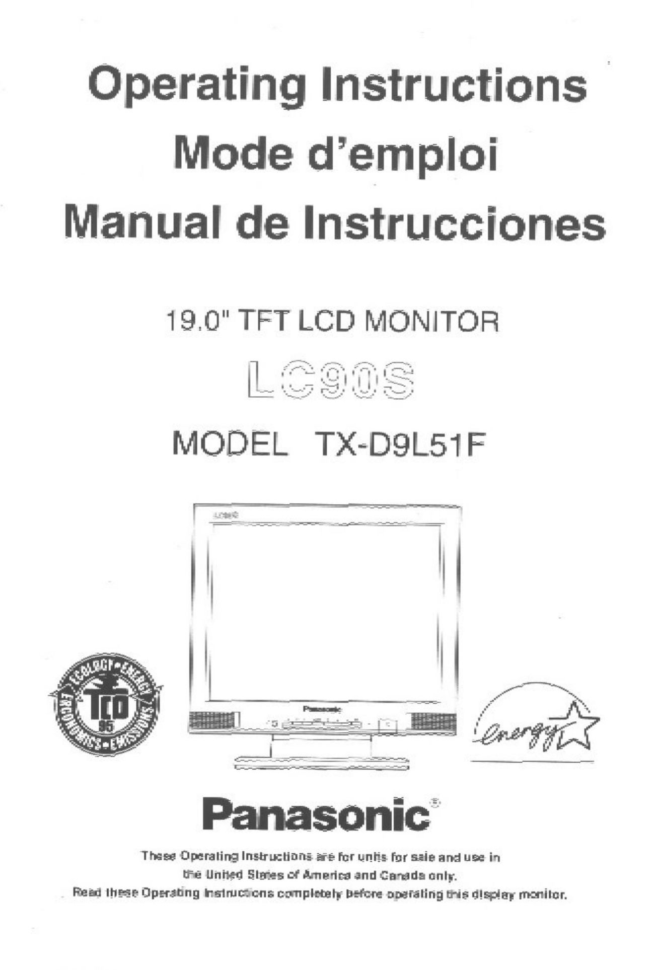 Panasonic LC90S Car Video System User Manual