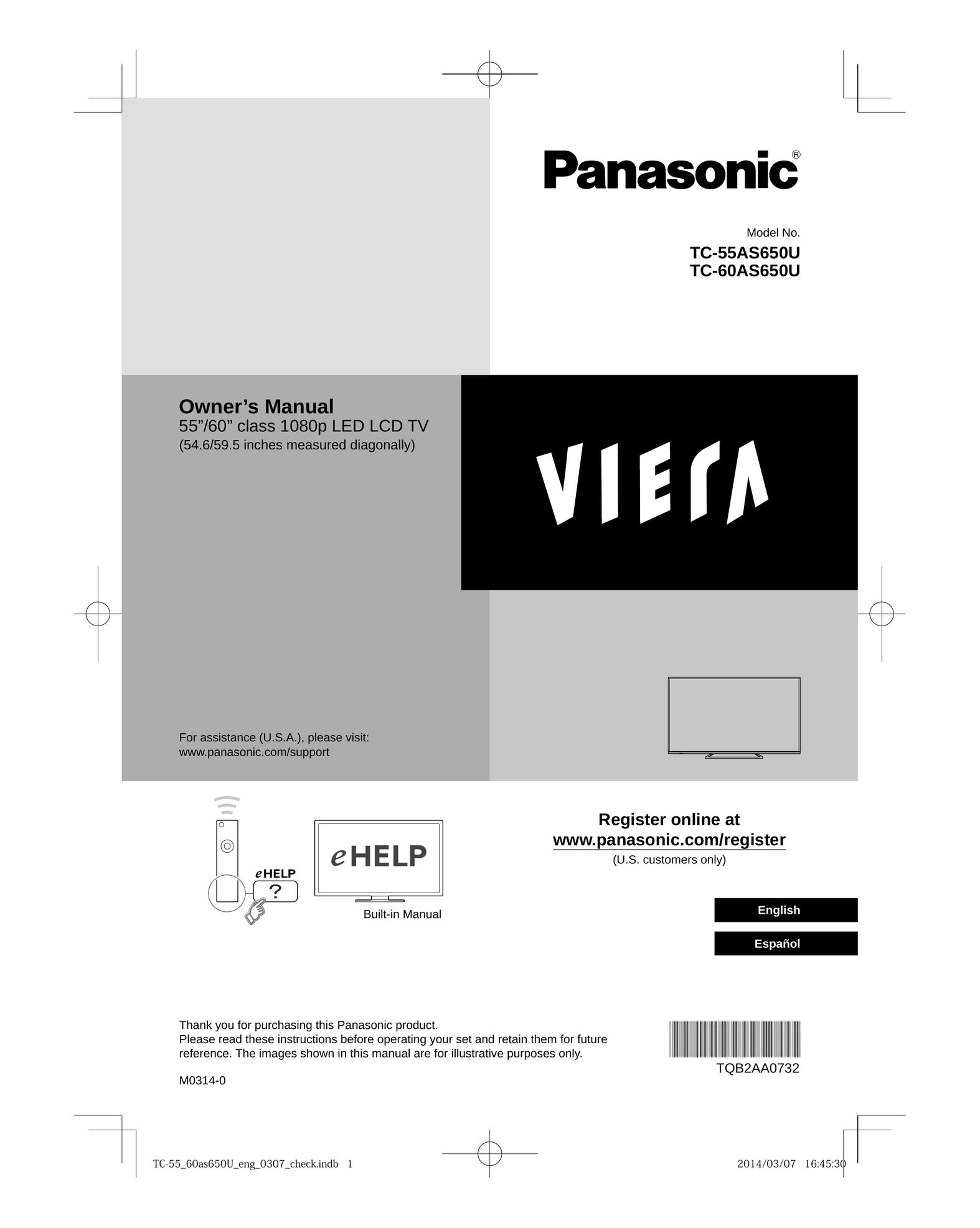 Panasonic TC-55AS650U Car Video System User Manual