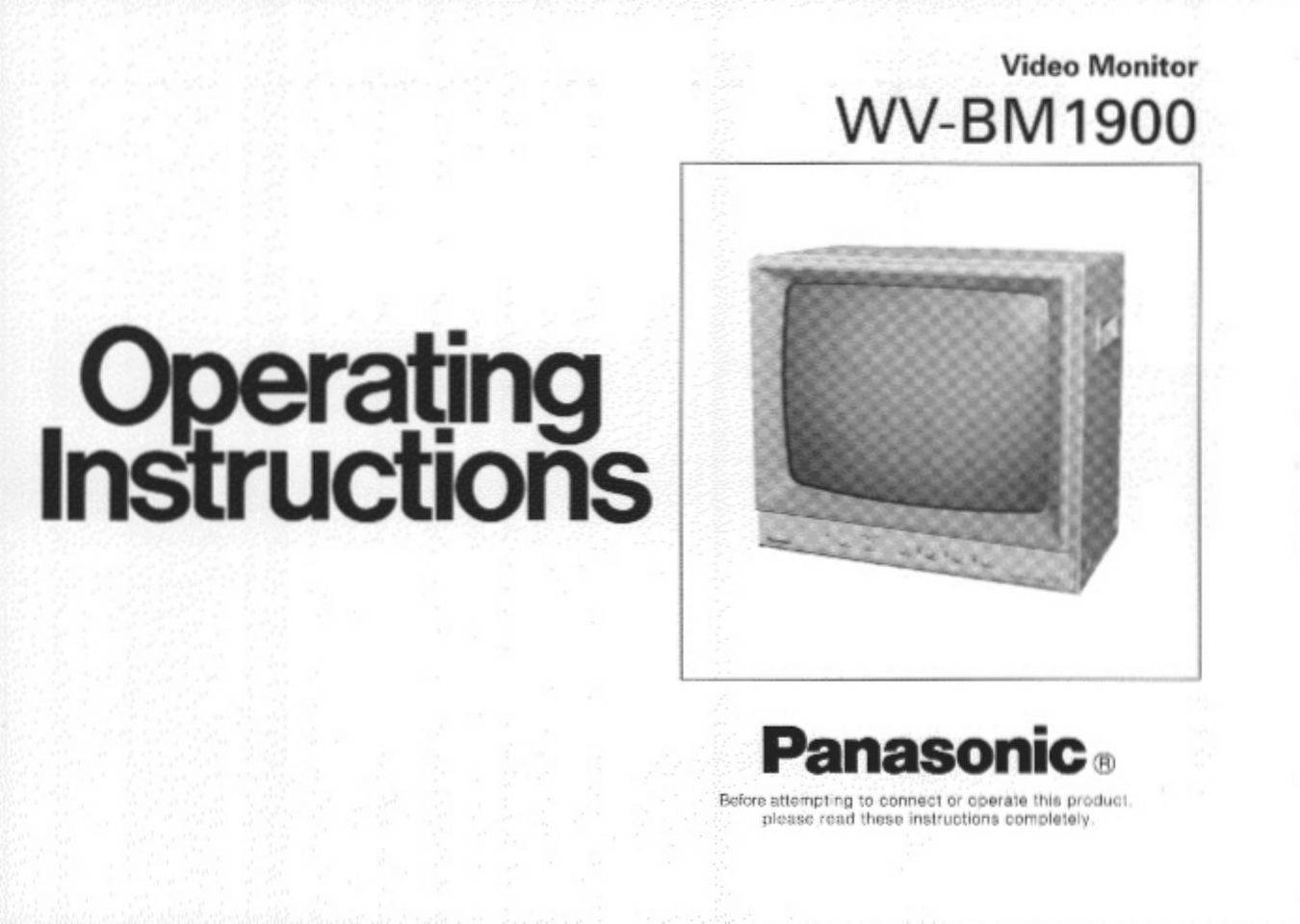 Panasonic WV-BM1900 Car Video System User Manual