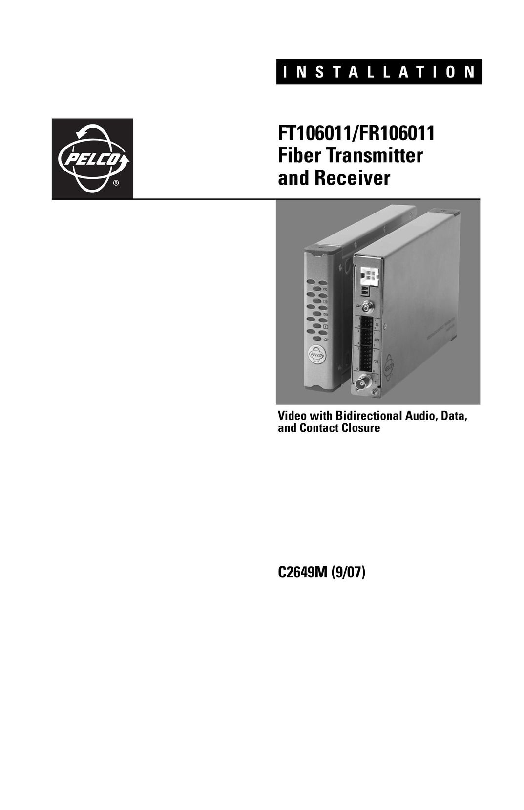 Pelco FR106011 Car Video System User Manual