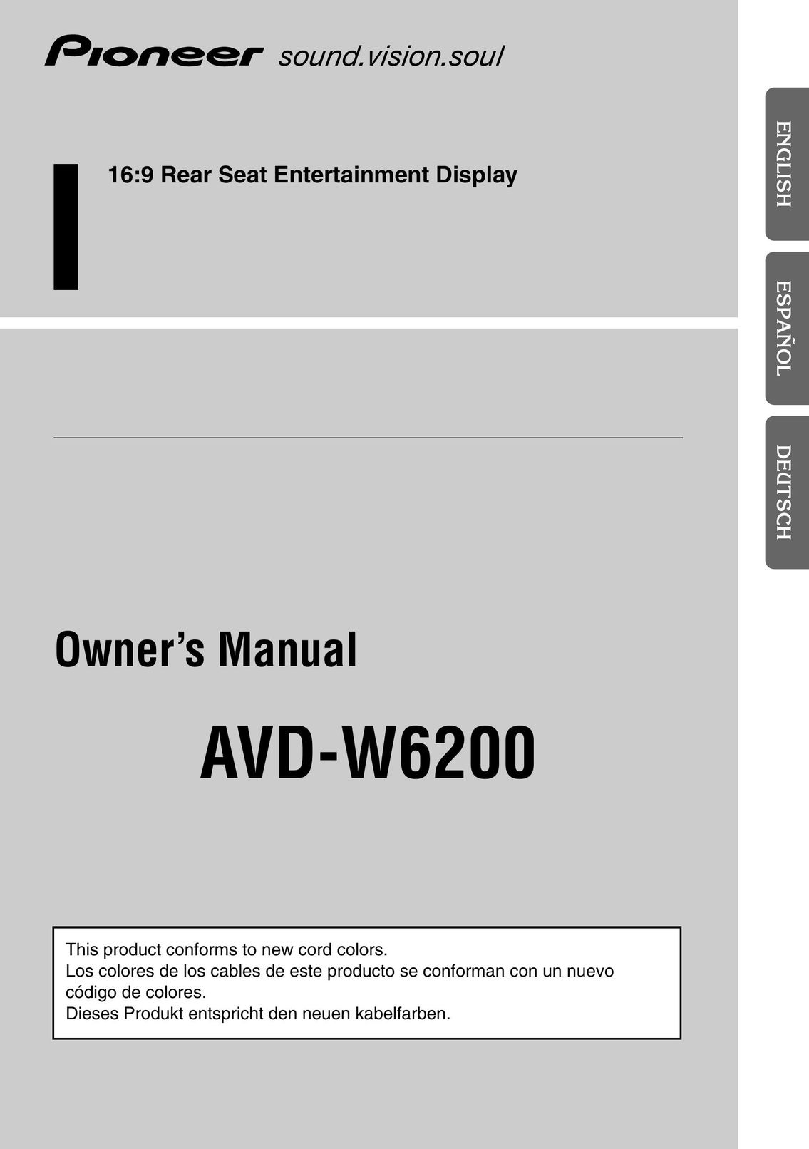 Pioneer AVD-W6200 Car Video System User Manual