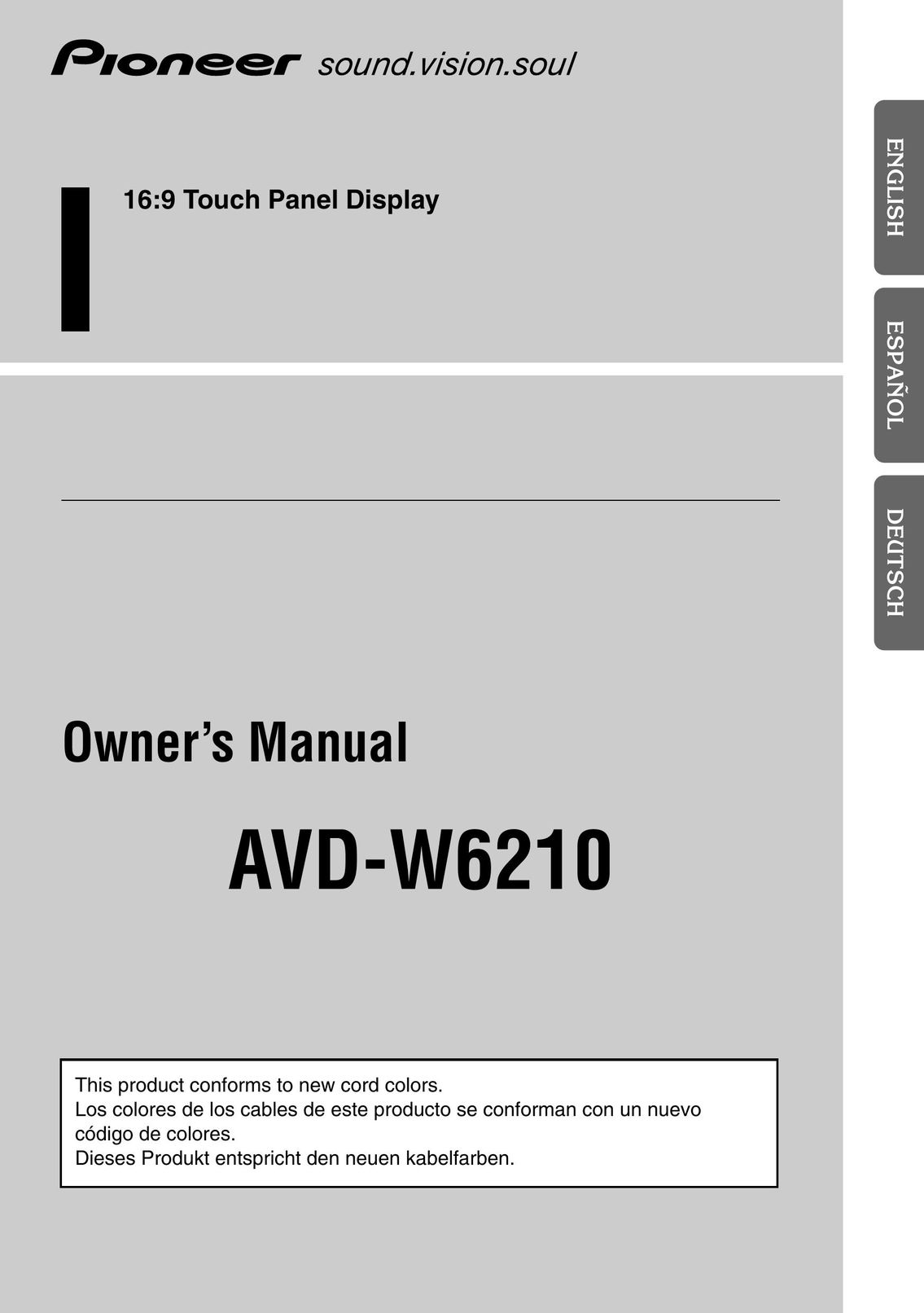 Pioneer AVD-W6210 Car Video System User Manual