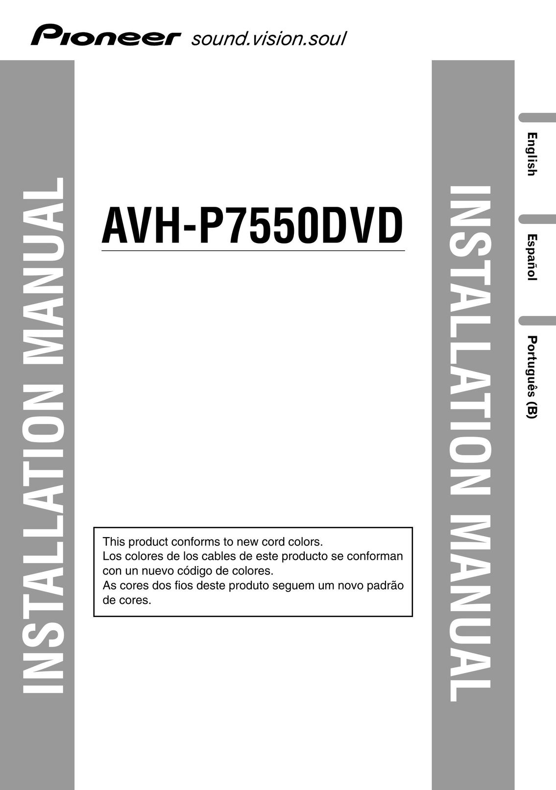 Pioneer AVH-P7550DVD Car Video System User Manual