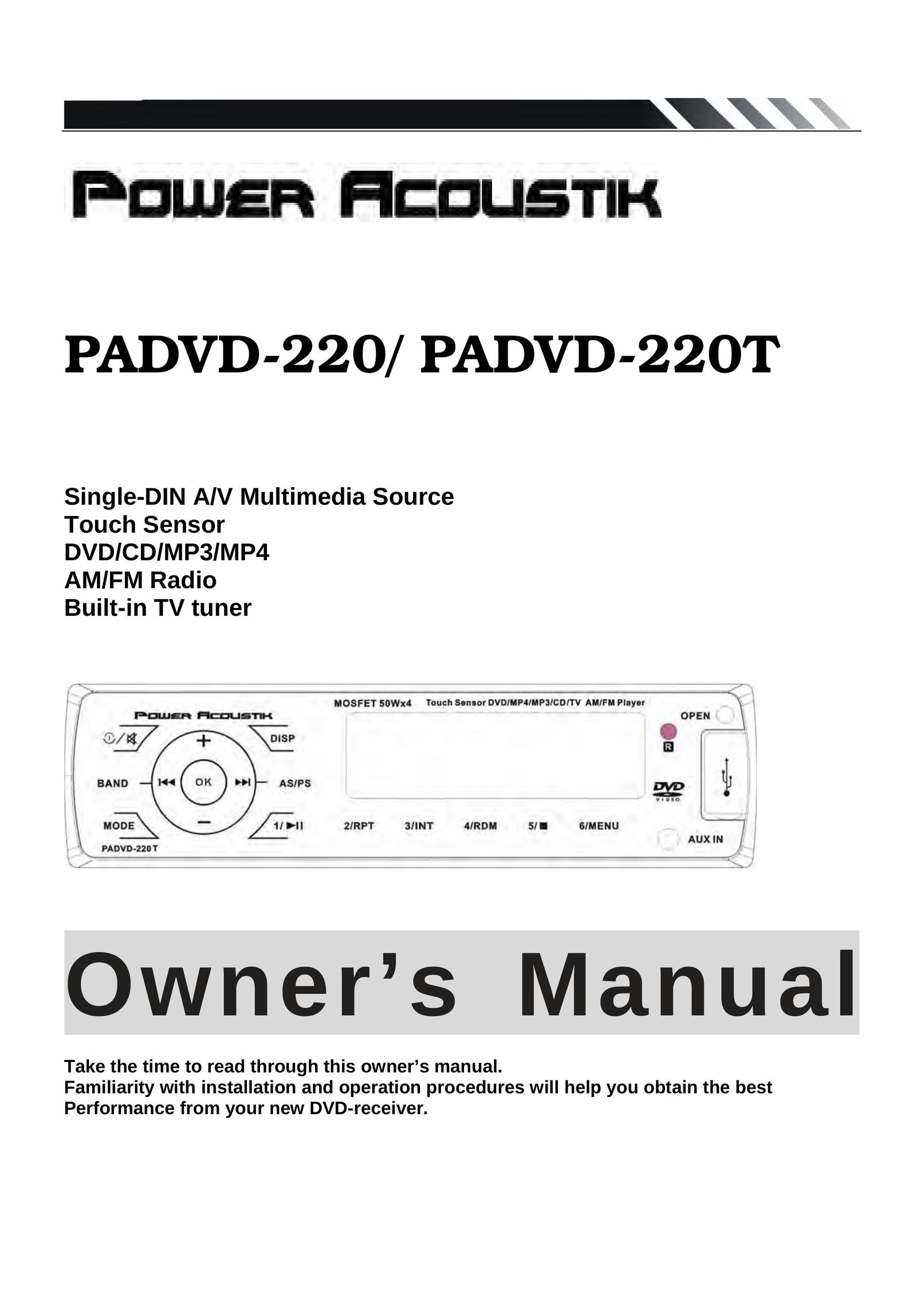Power Acoustik PADVD-220T Car Video System User Manual