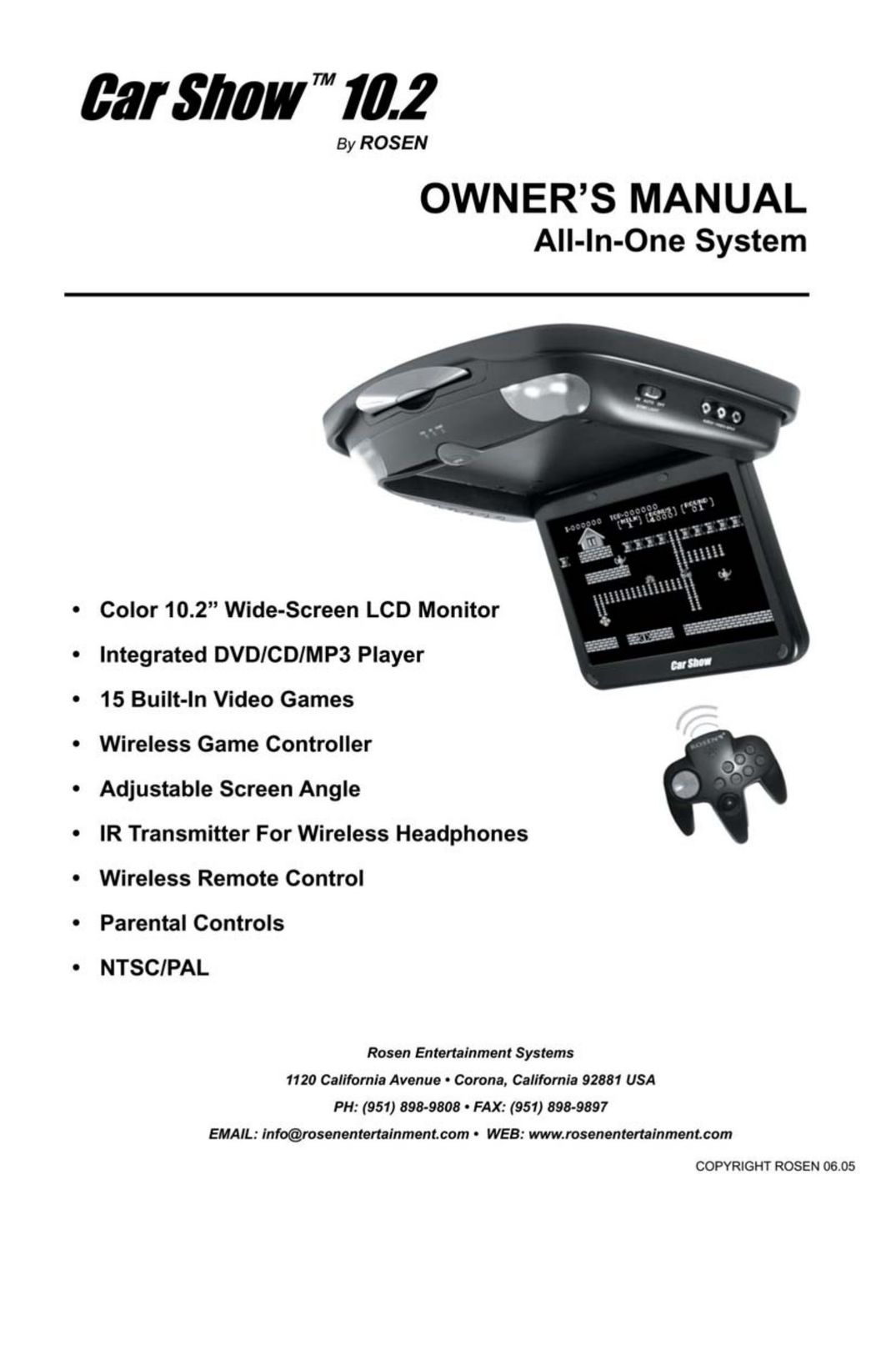 Rosen Entertainment Systems 10.2 Car Video System User Manual