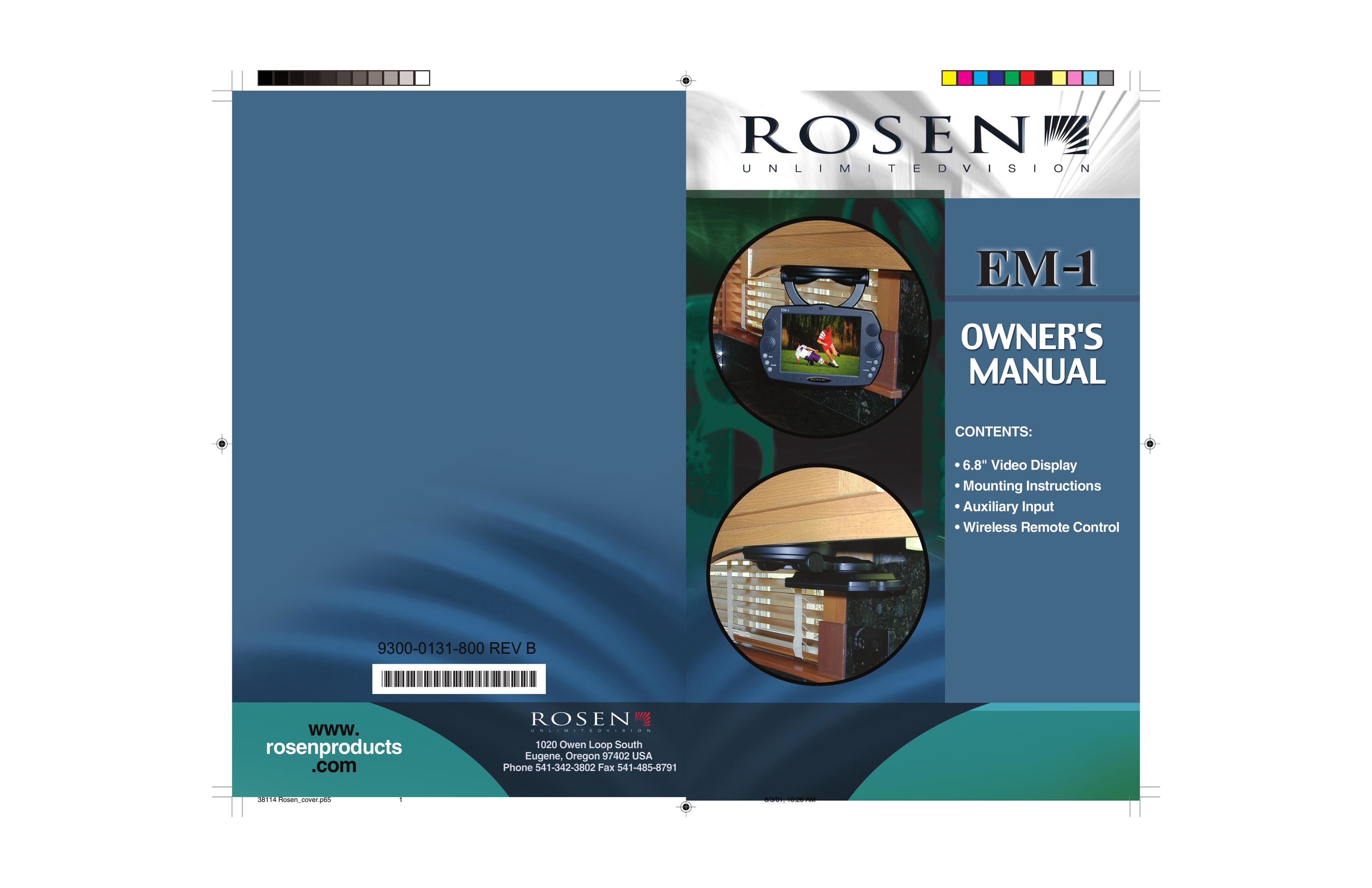 Rosen Entertainment Systems EM-1 Car Video System User Manual