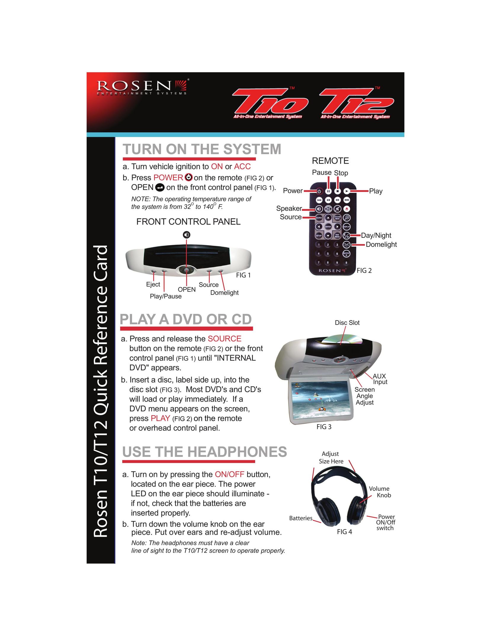 Rosen Entertainment Systems t10 Car Video System User Manual