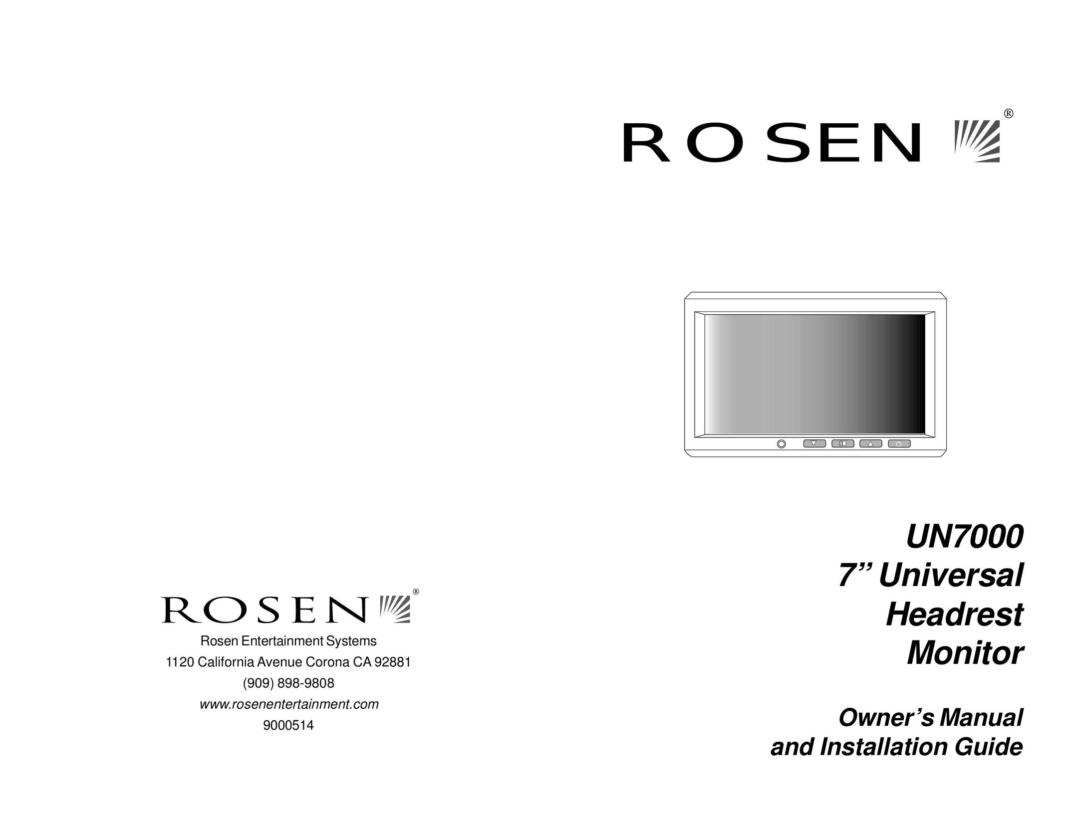 Rosen Entertainment Systems UN7000 Car Video System User Manual