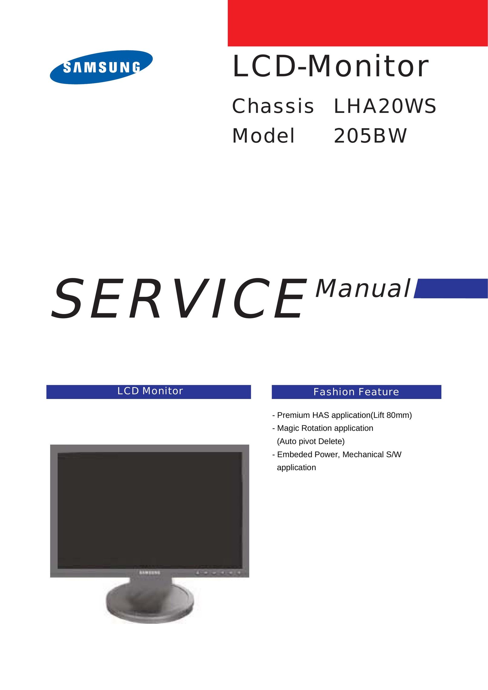 Samsung 205BW Car Video System User Manual