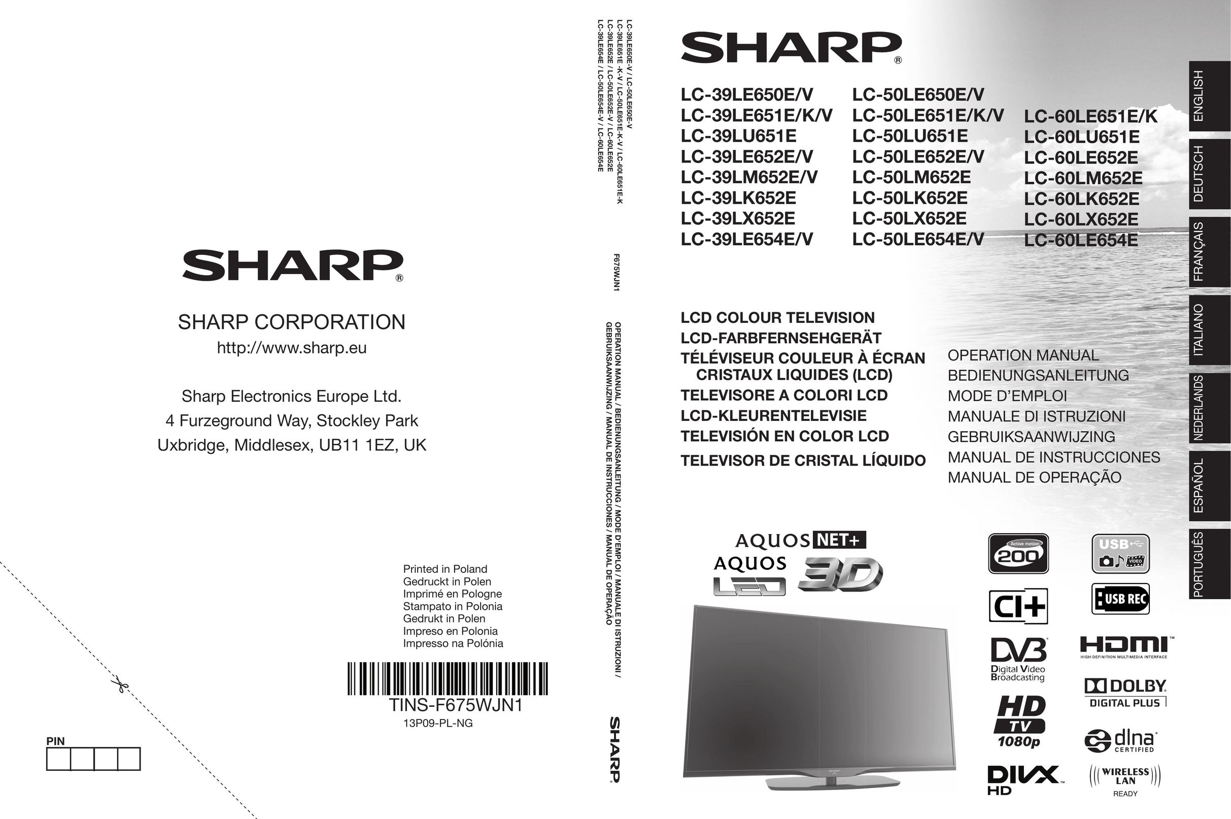 Sharp LCD COLOUR TELEVISION Car Video System User Manual
