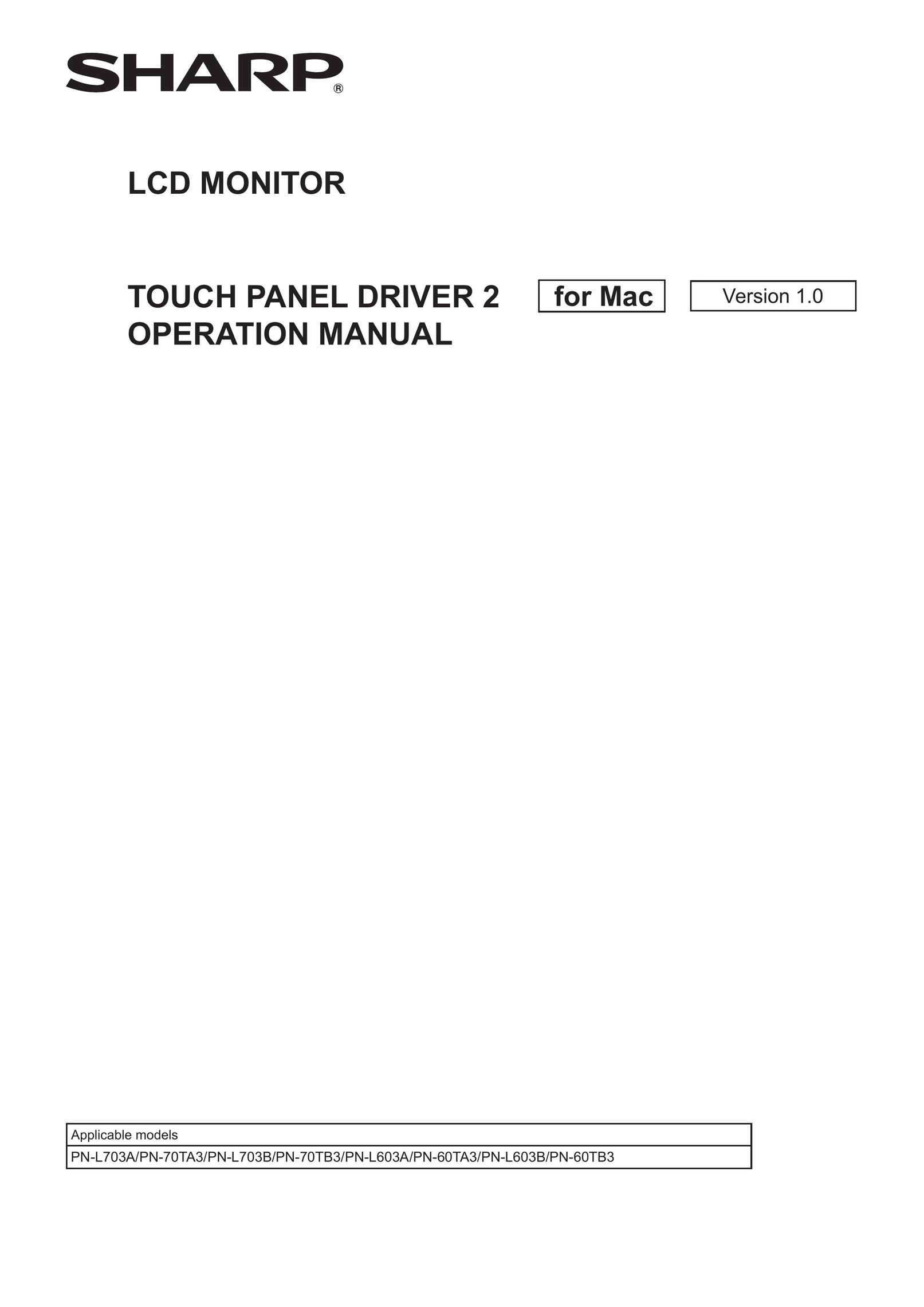Sharp PN-60TA3 Car Video System User Manual