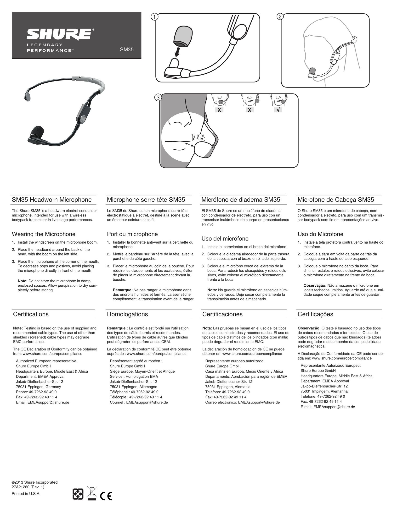 Shure SM35 Car Video System User Manual