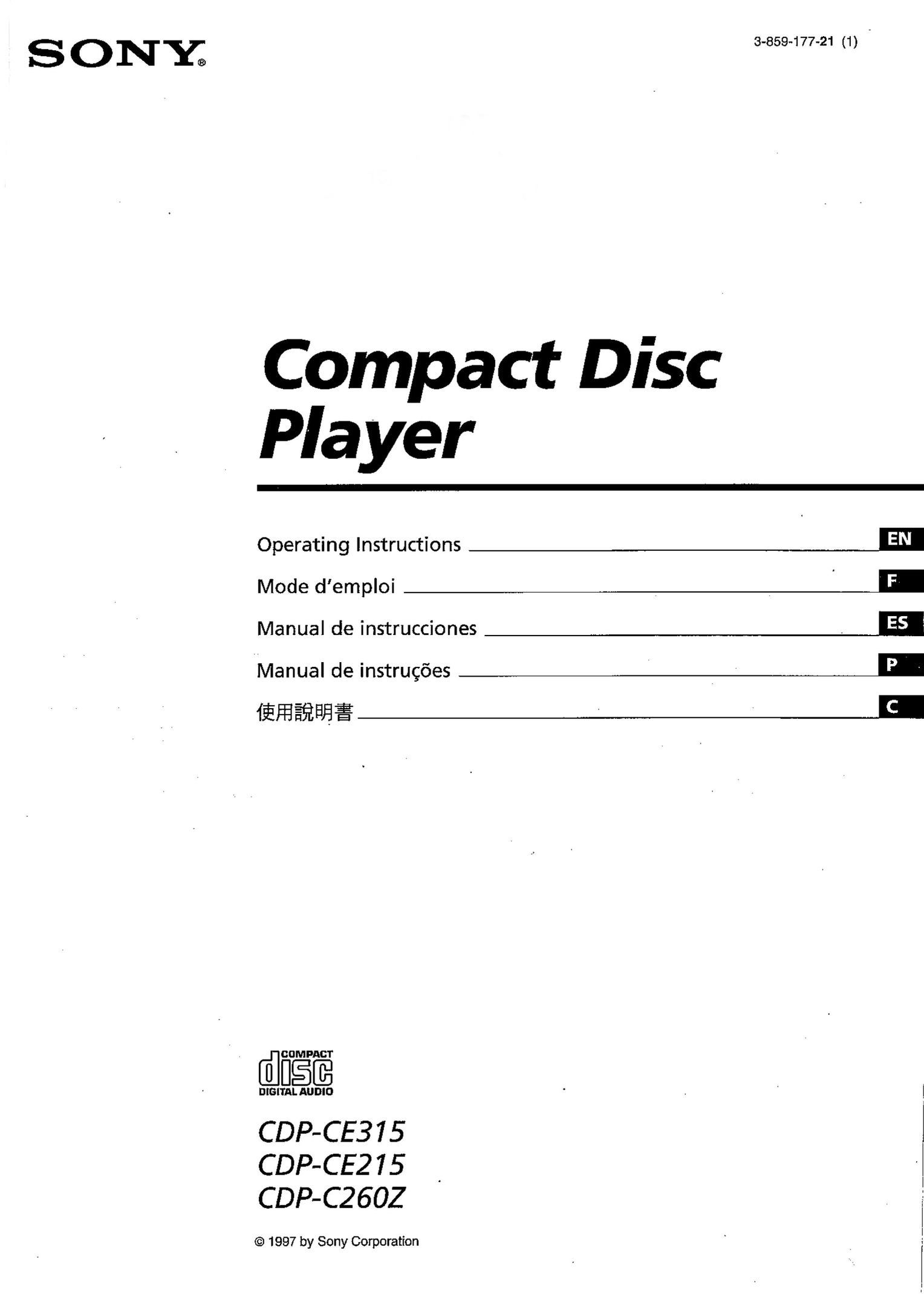 Sony CDP-C260Z Car Video System User Manual