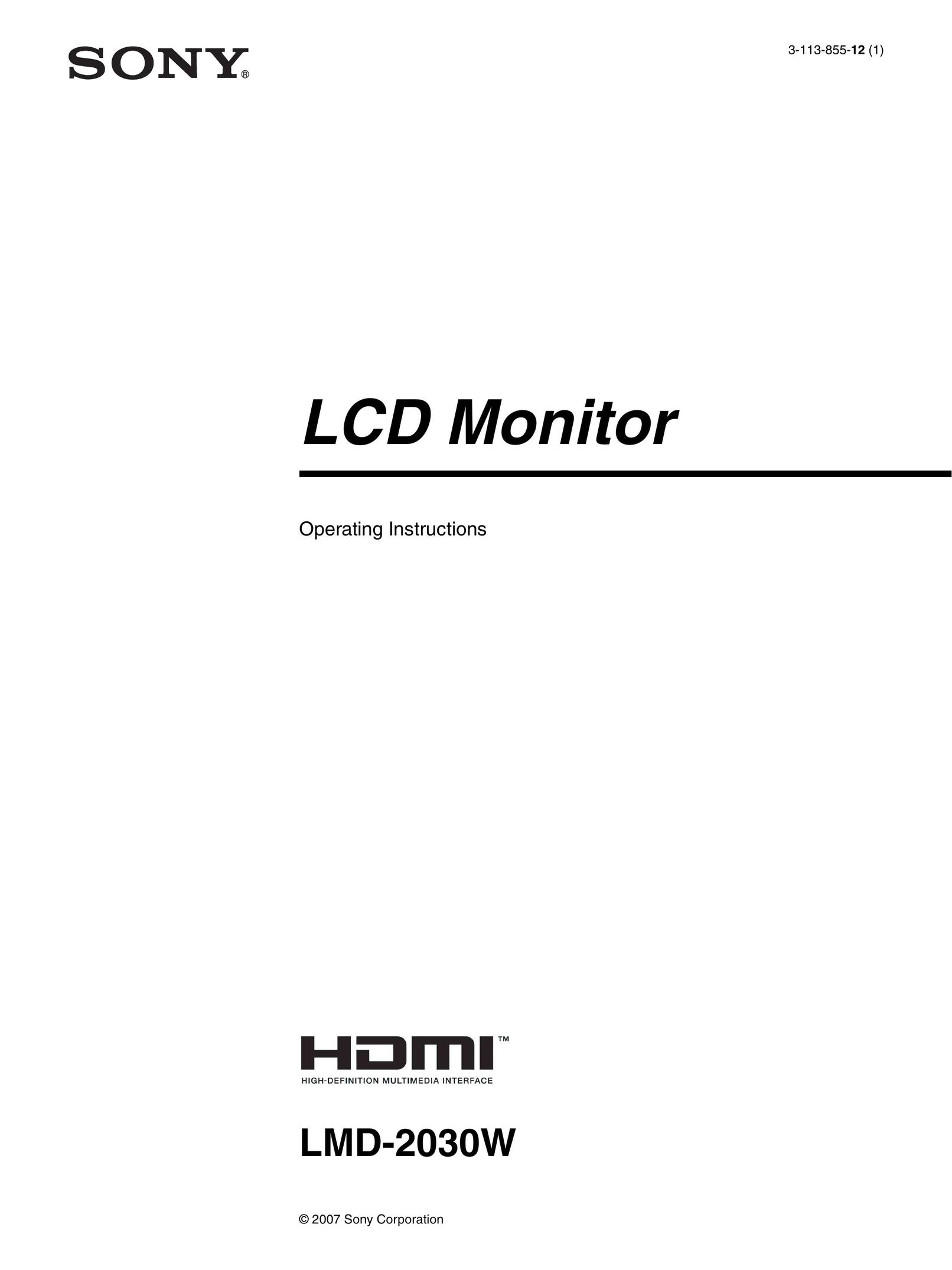Sony Ericsson LMD-2030W Car Video System User Manual