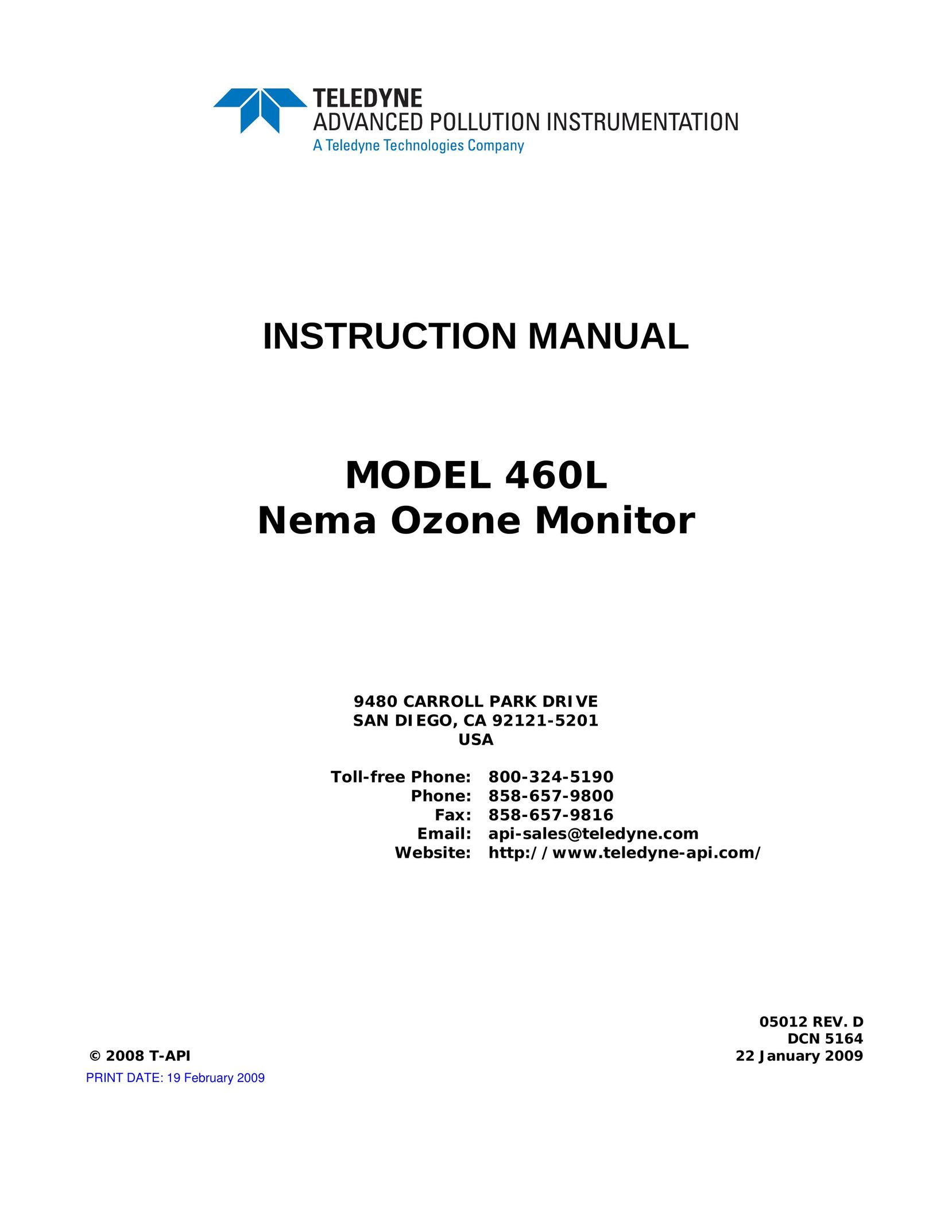 Teledyne 460L Car Video System User Manual