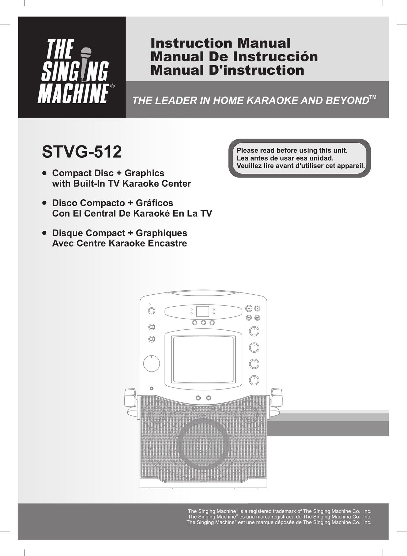 The Singing Machine STVG-512 Car Video System User Manual