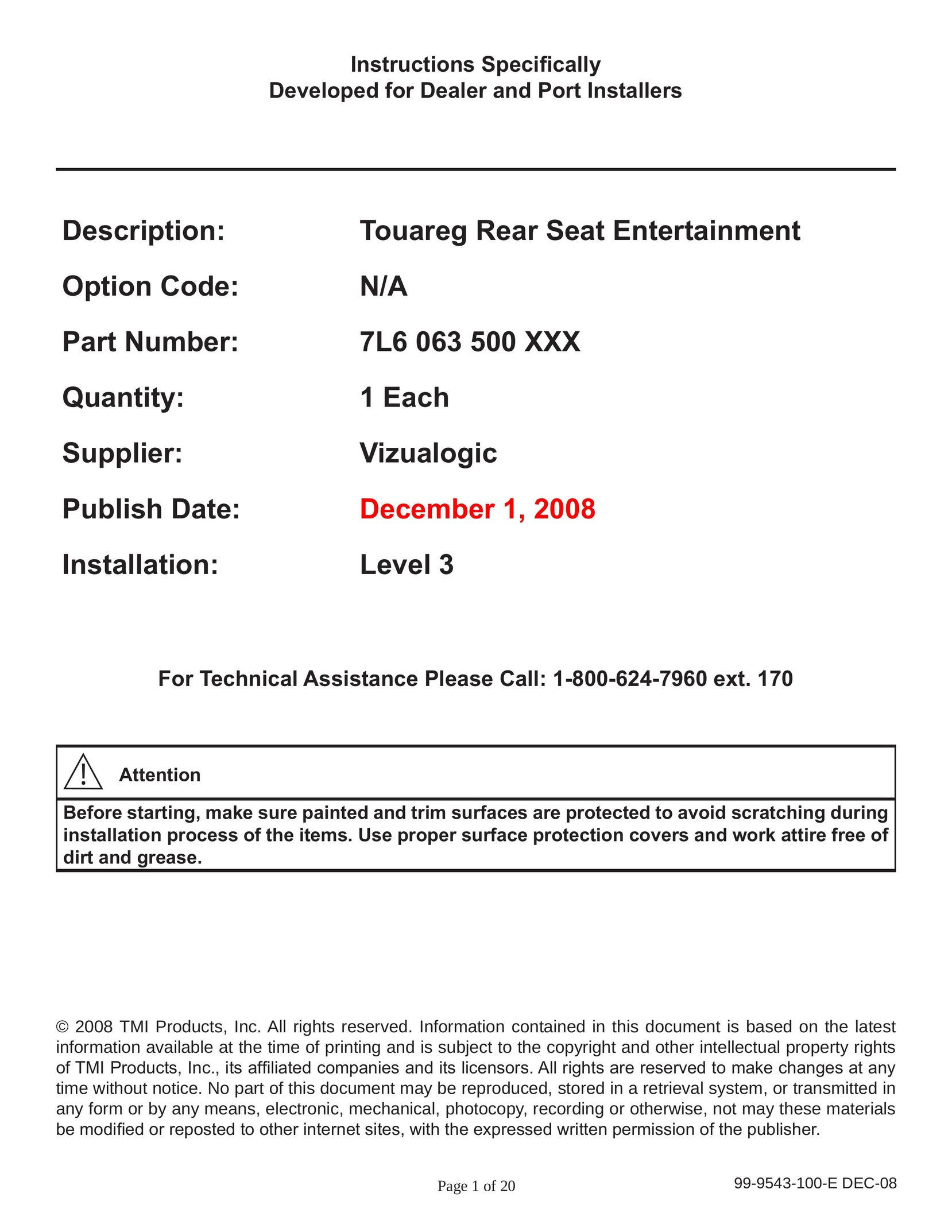 Vizualogic 7L6 063 500 XXX Car Video System User Manual