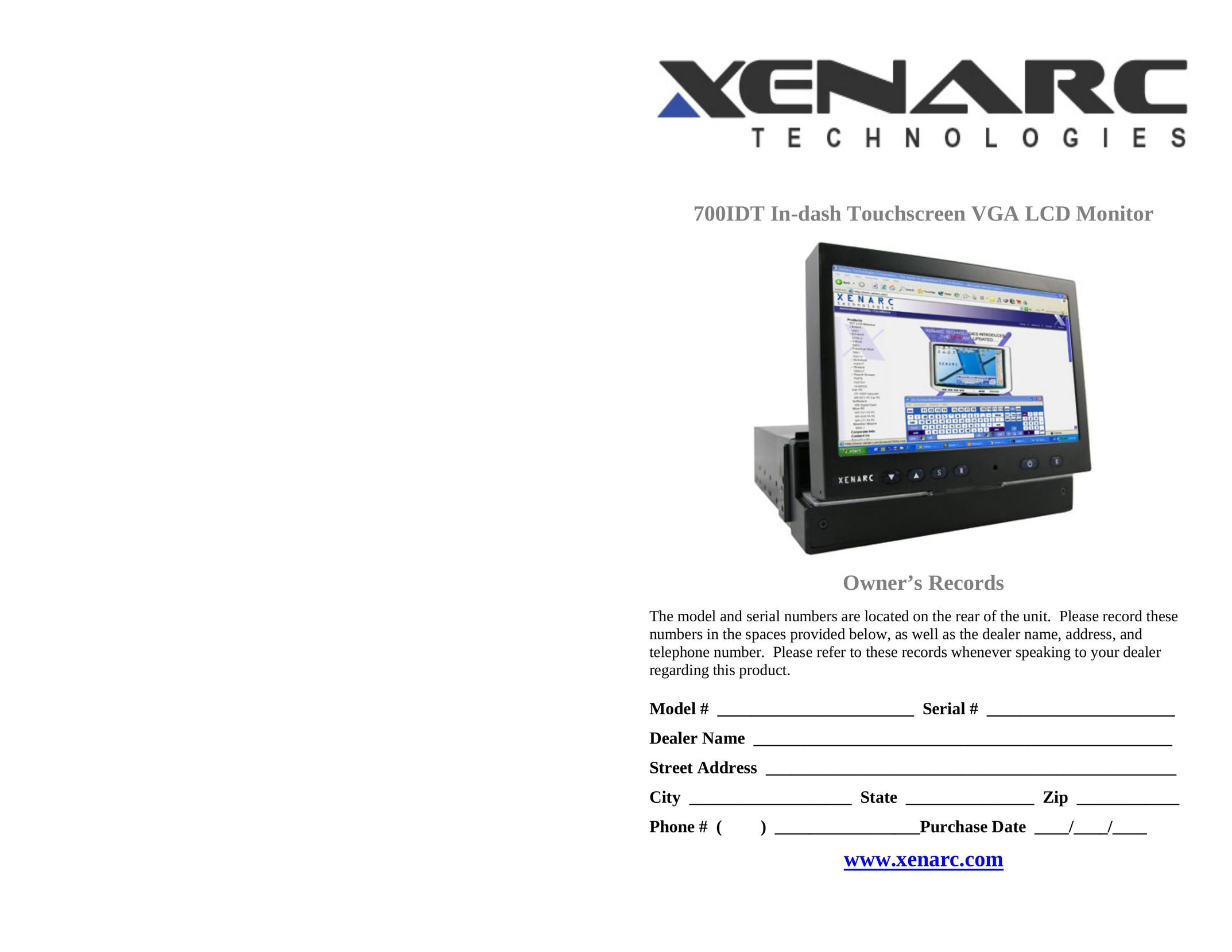 Xenarc Technologies 700IDT Car Video System User Manual