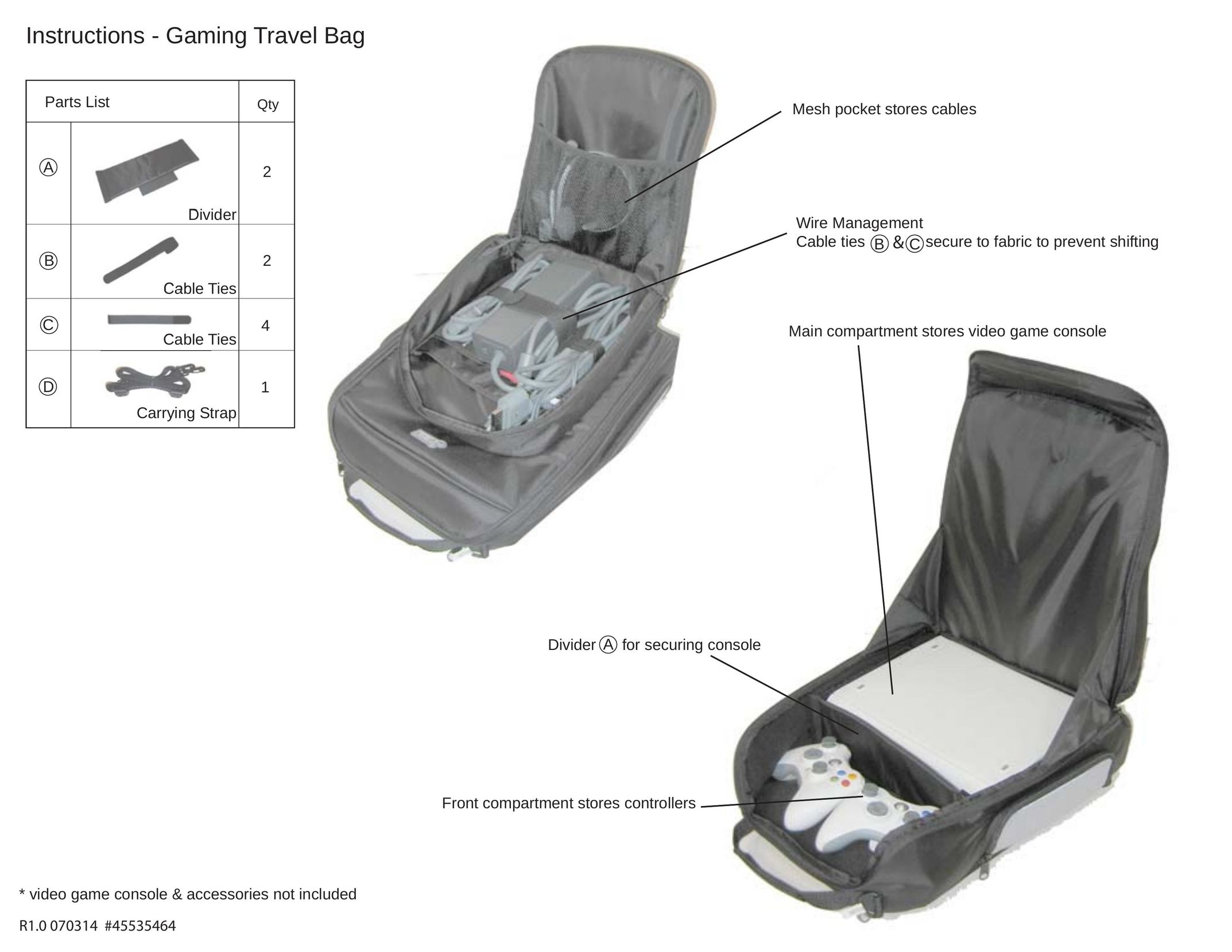 Atlantic Gaming Travel Bag Carrying Case User Manual