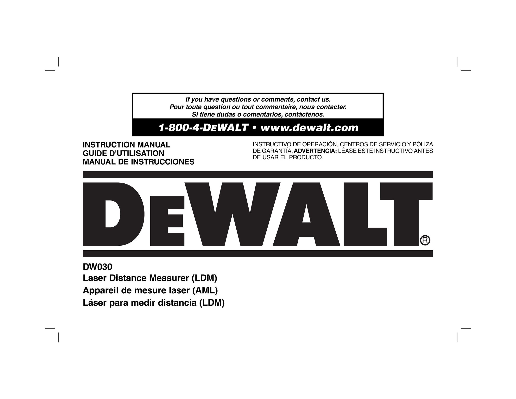 DeWalt dW030 Carrying Case User Manual