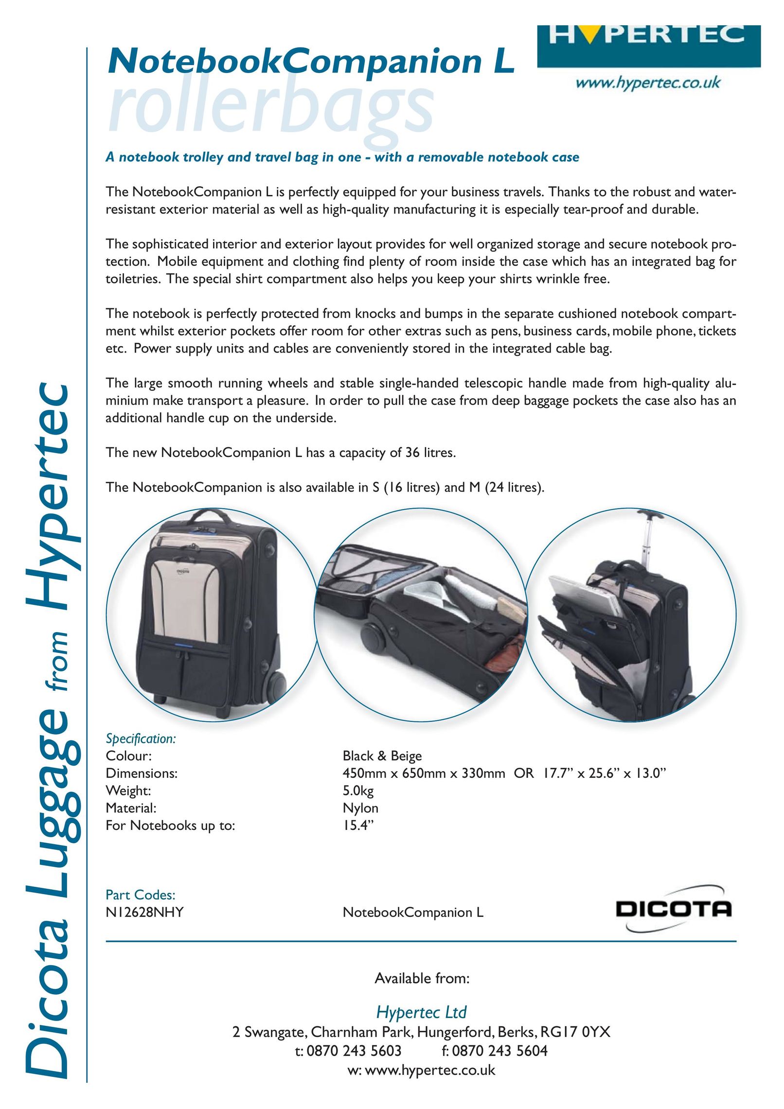 Dicota N12628NHY Carrying Case User Manual